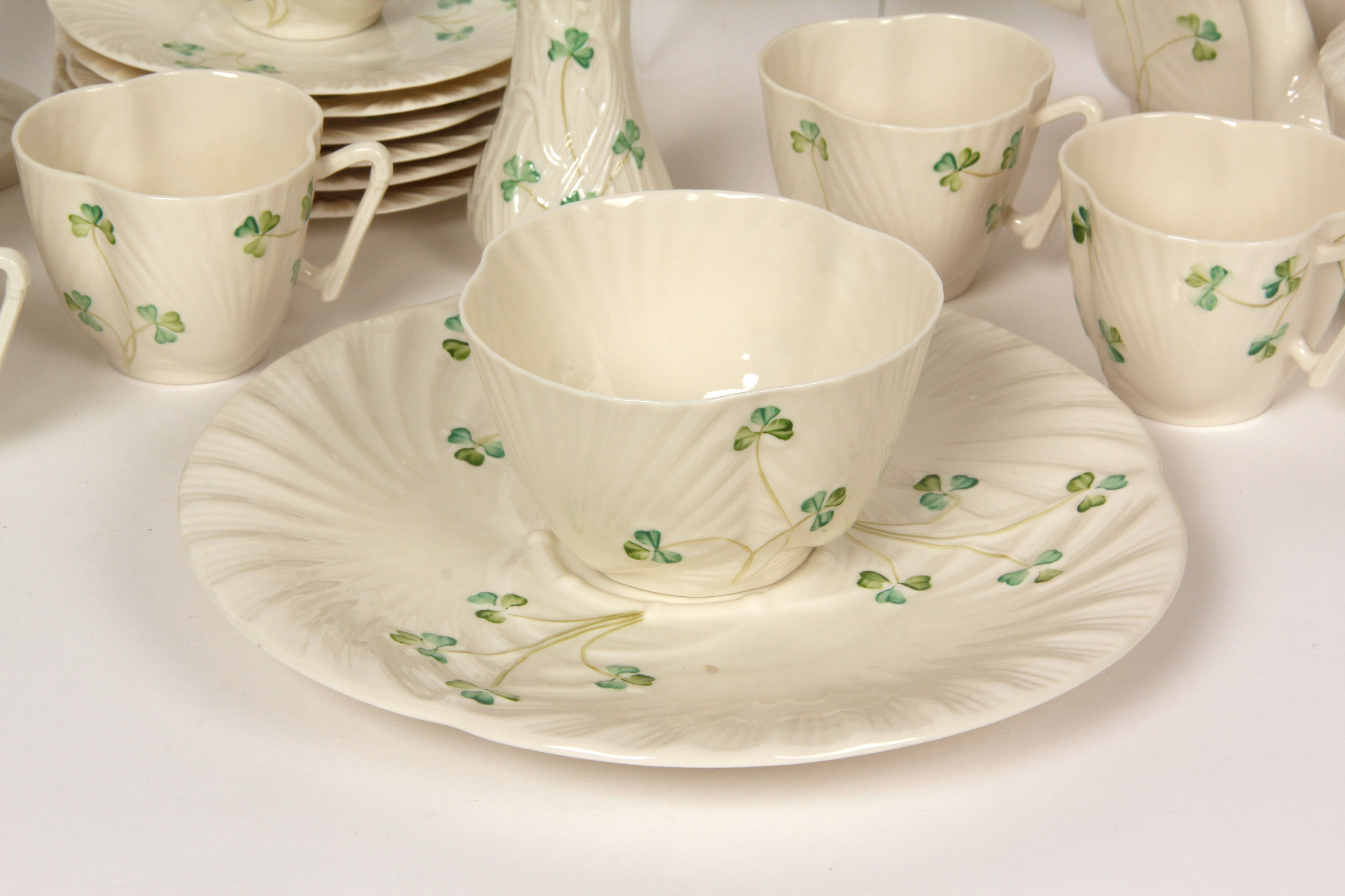 Collection of Belleek Shamrock Tableware