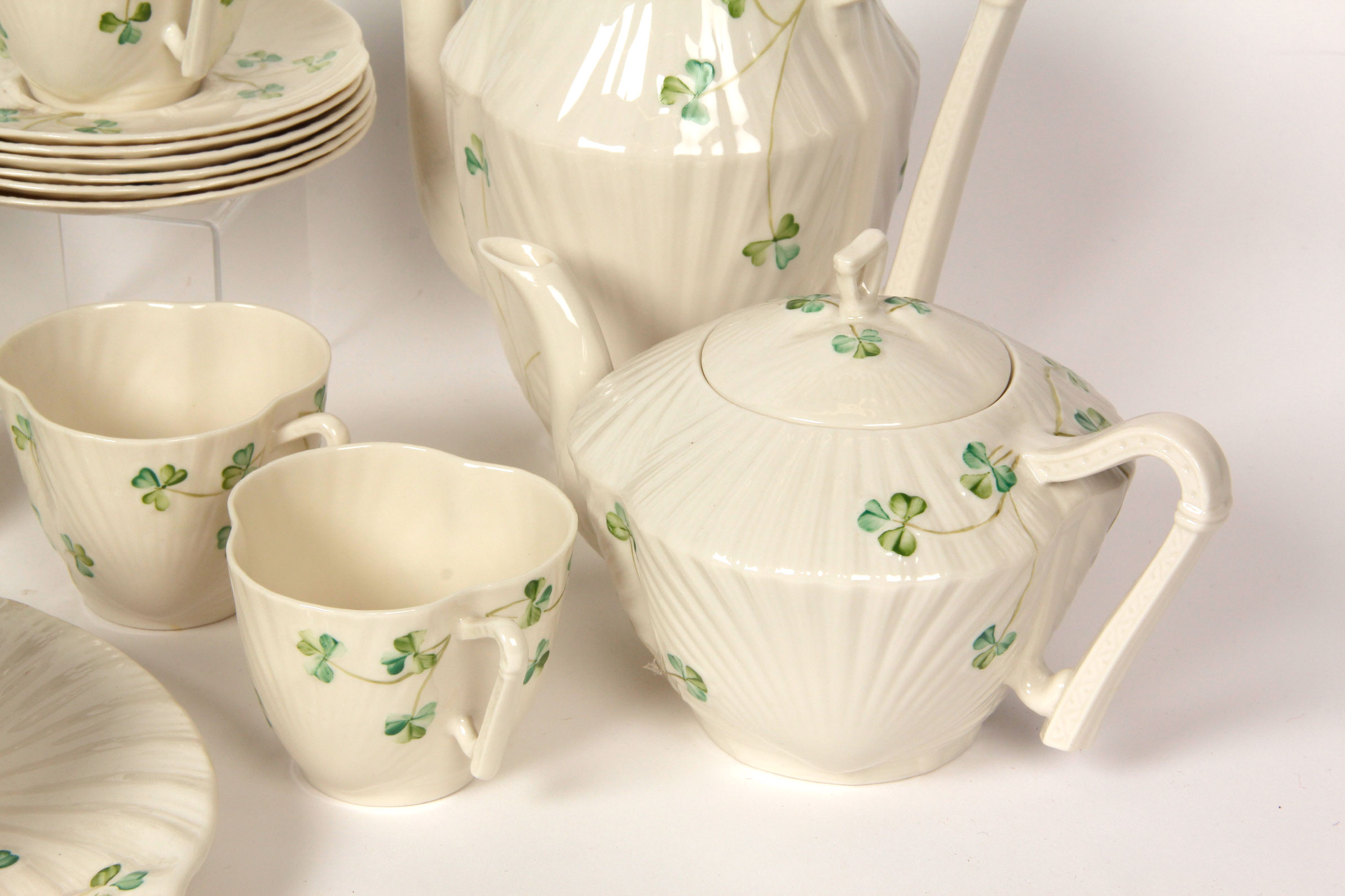Collection of Belleek Shamrock Tableware