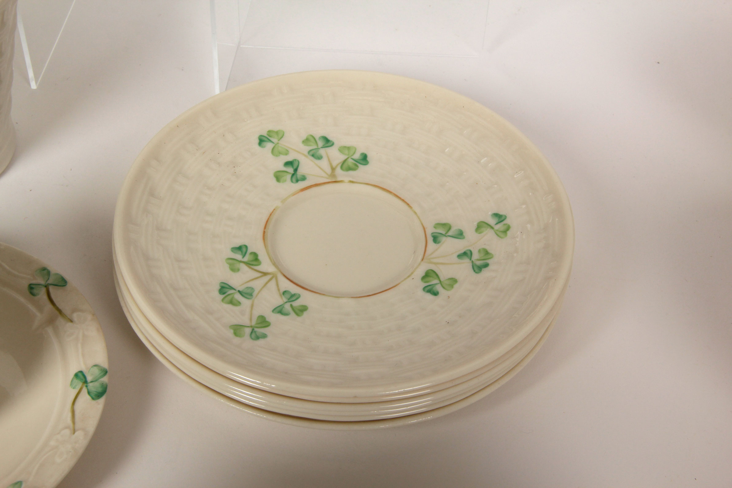 Collection of Belleek Shamrock Tableware