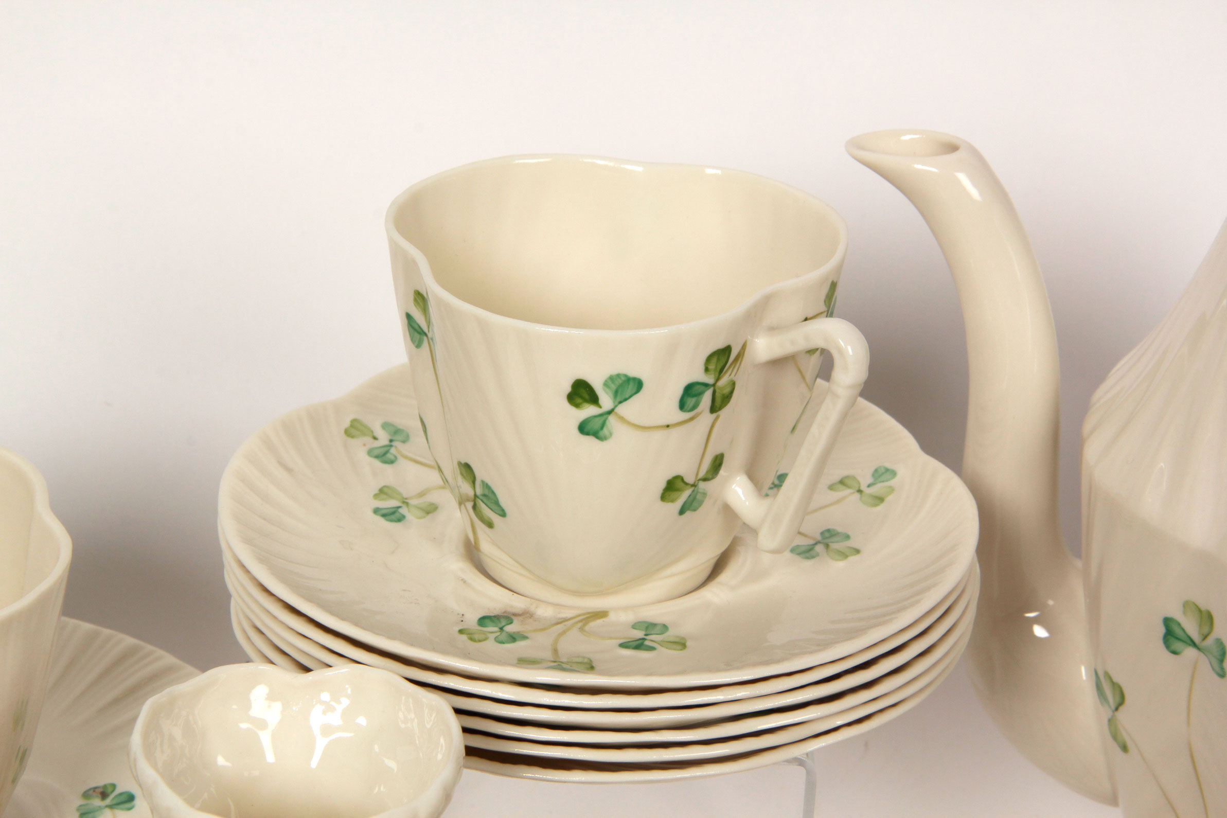 Collection of Belleek Shamrock Tableware
