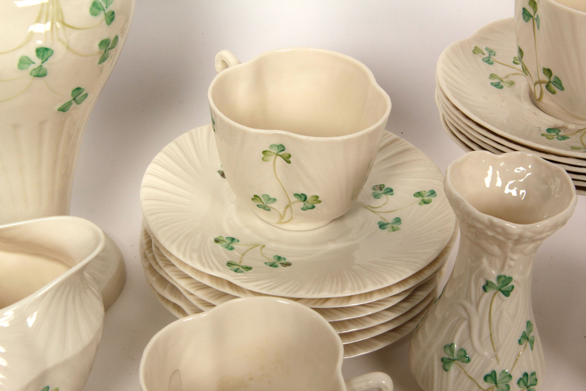 Collection of Belleek Shamrock Tableware