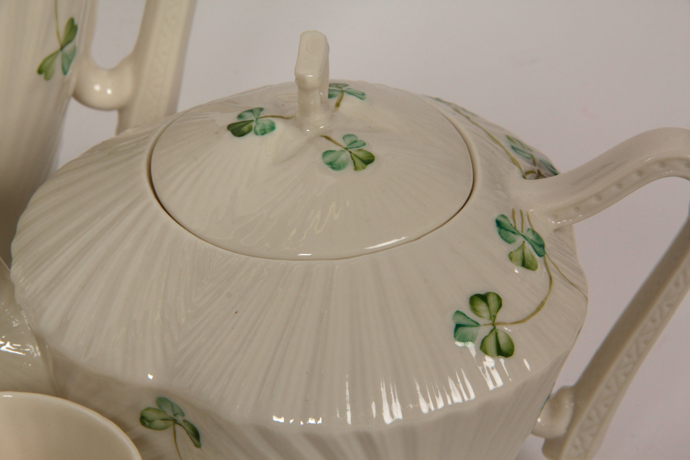 Collection of Belleek Shamrock Tableware