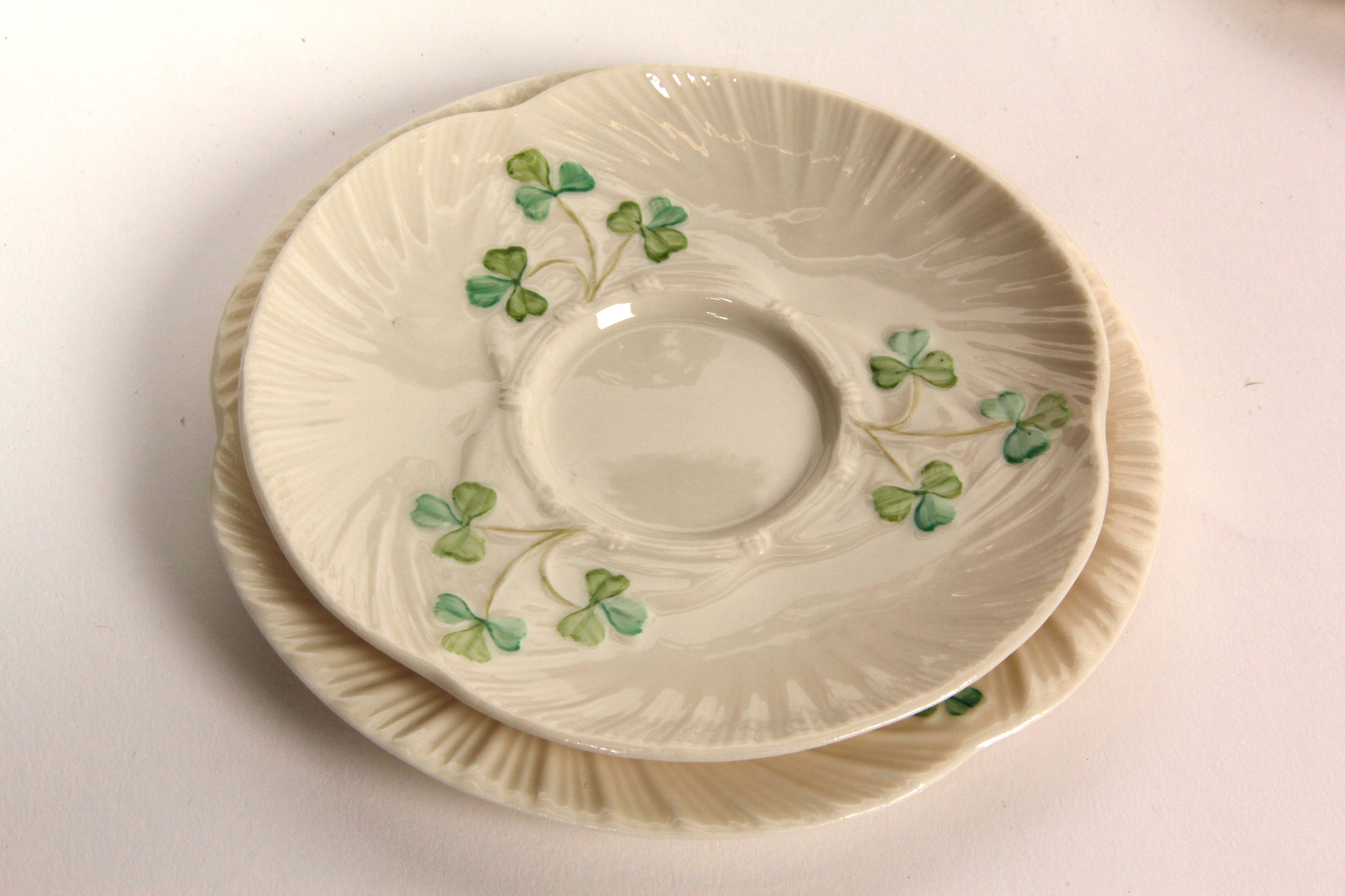 Collection of Belleek Shamrock Tableware