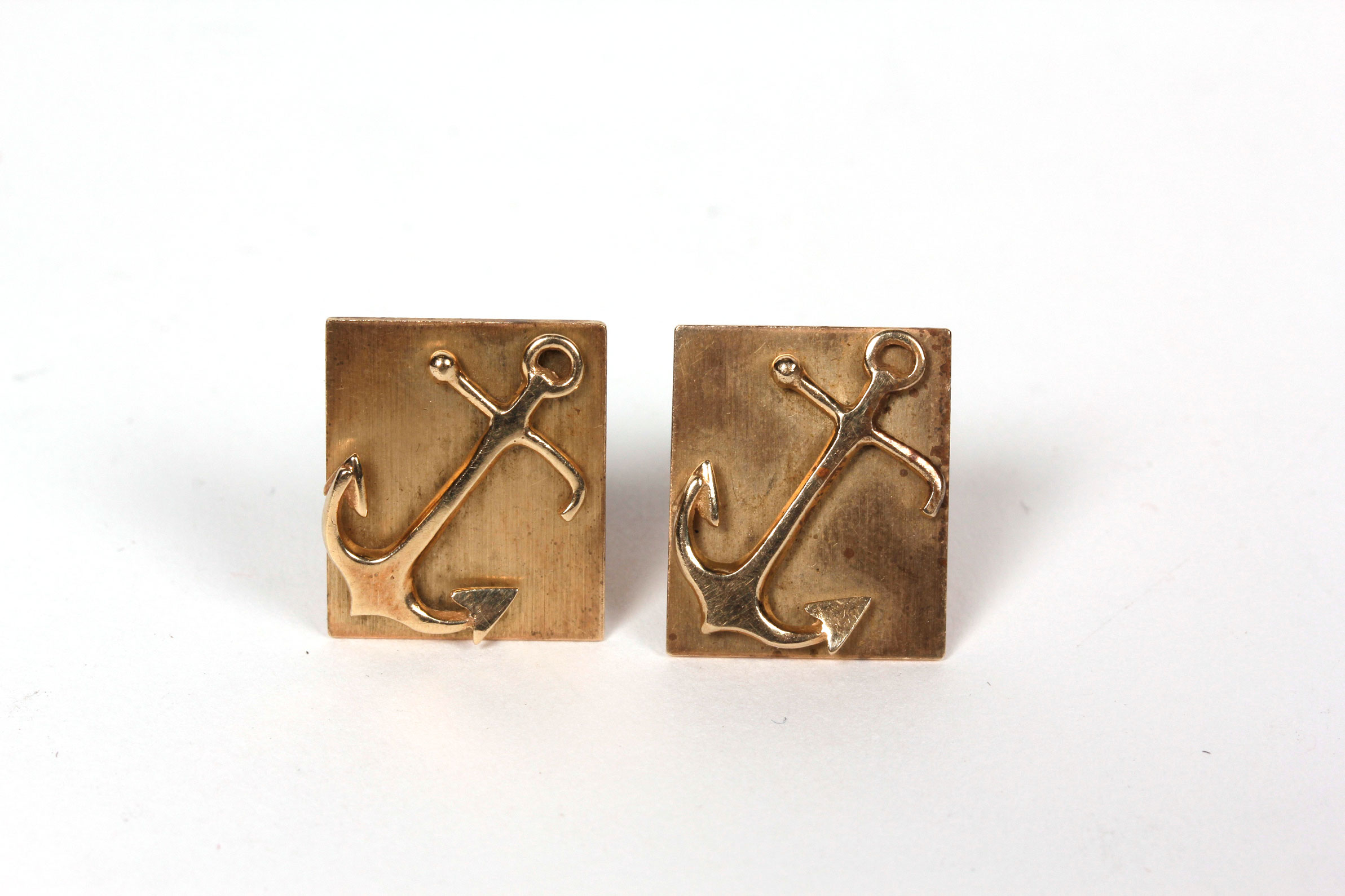 14K Yellow Gold Anchor Cuff Links