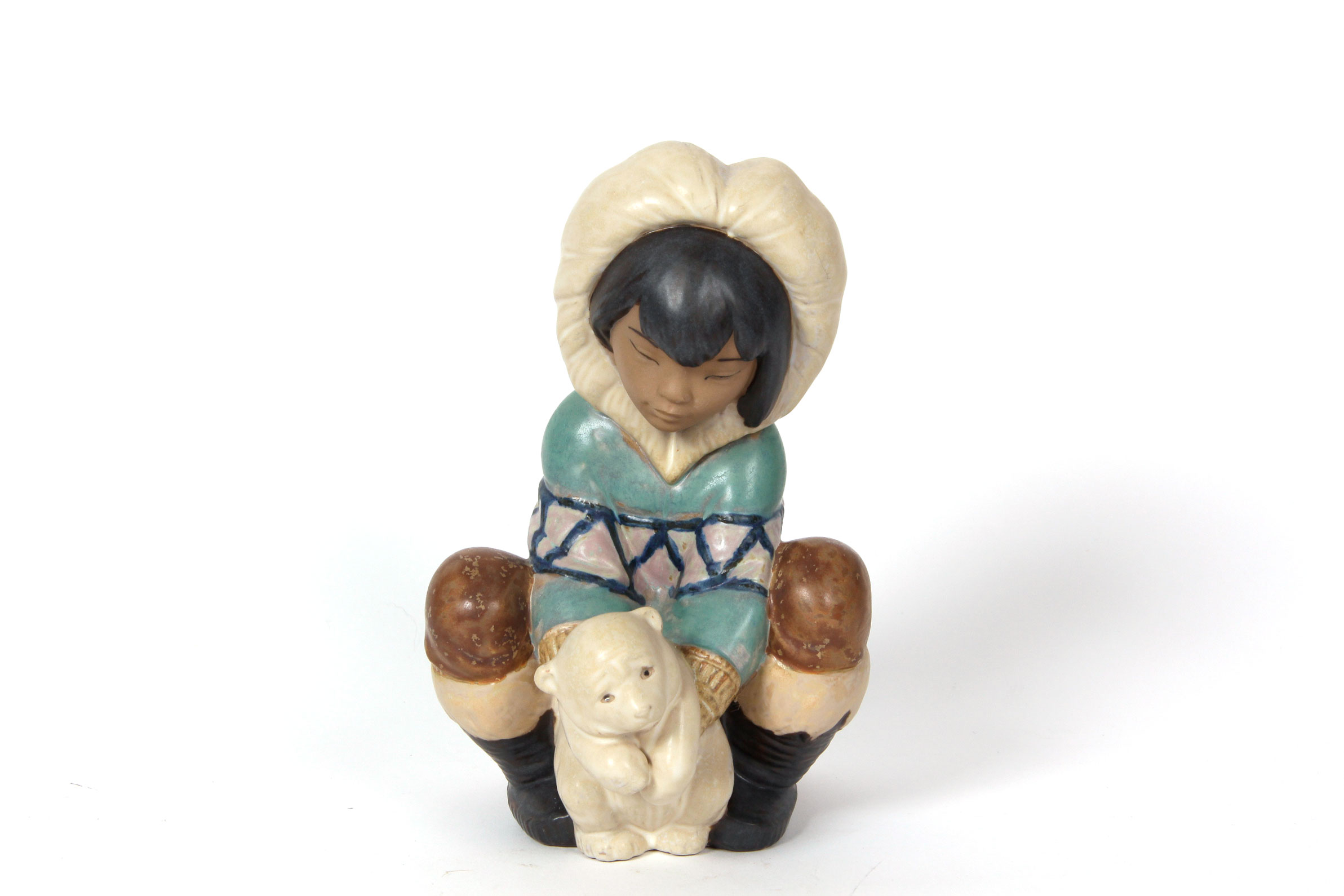 Lladró "Eskimo Girl with Polar Bear Cub" Figurine