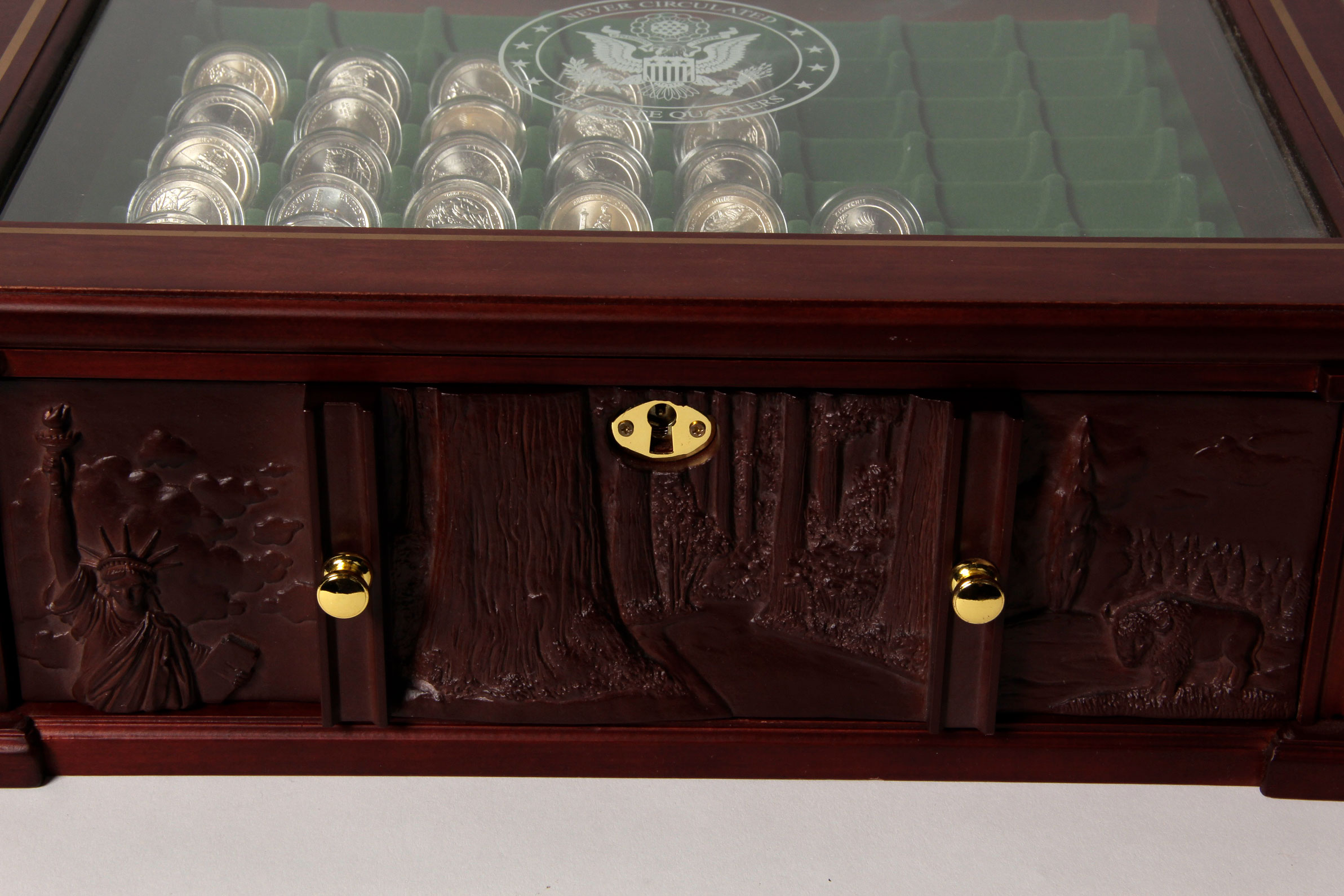 Wooden Box with National Park Quarters by The Danbury Mint