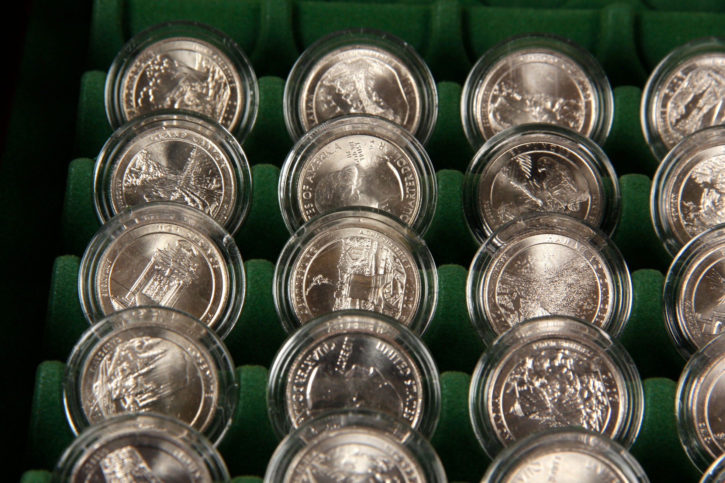 Wooden Box with National Park Quarters by The Danbury Mint