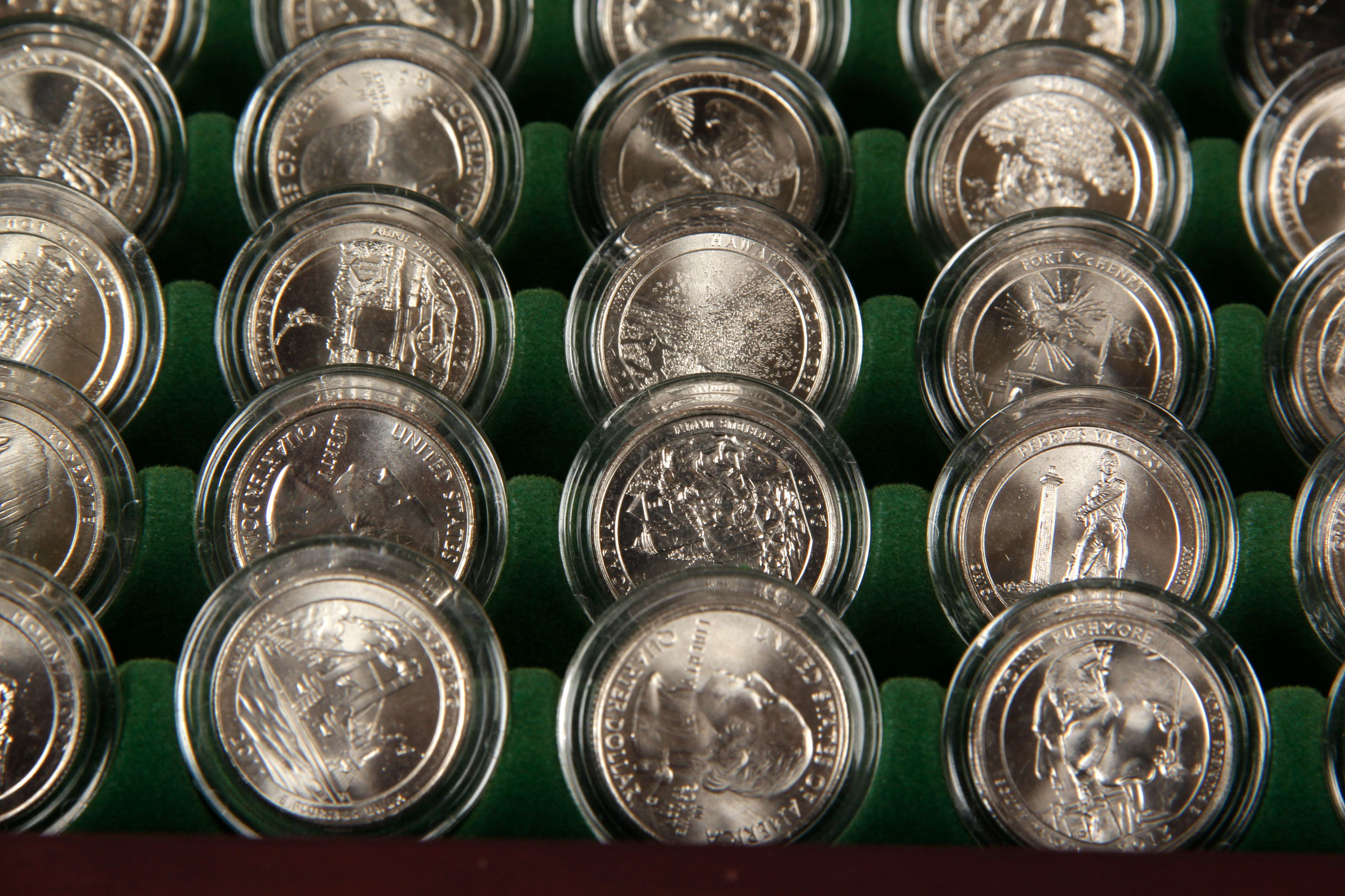 Wooden Box with National Park Quarters by The Danbury Mint
