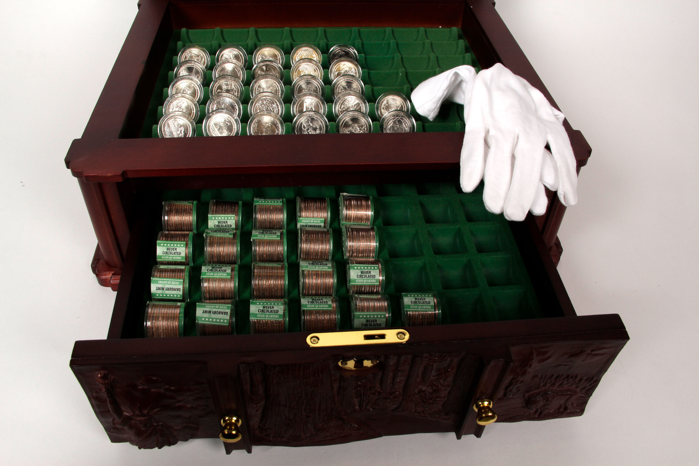 Wooden Box with National Park Quarters by The Danbury Mint