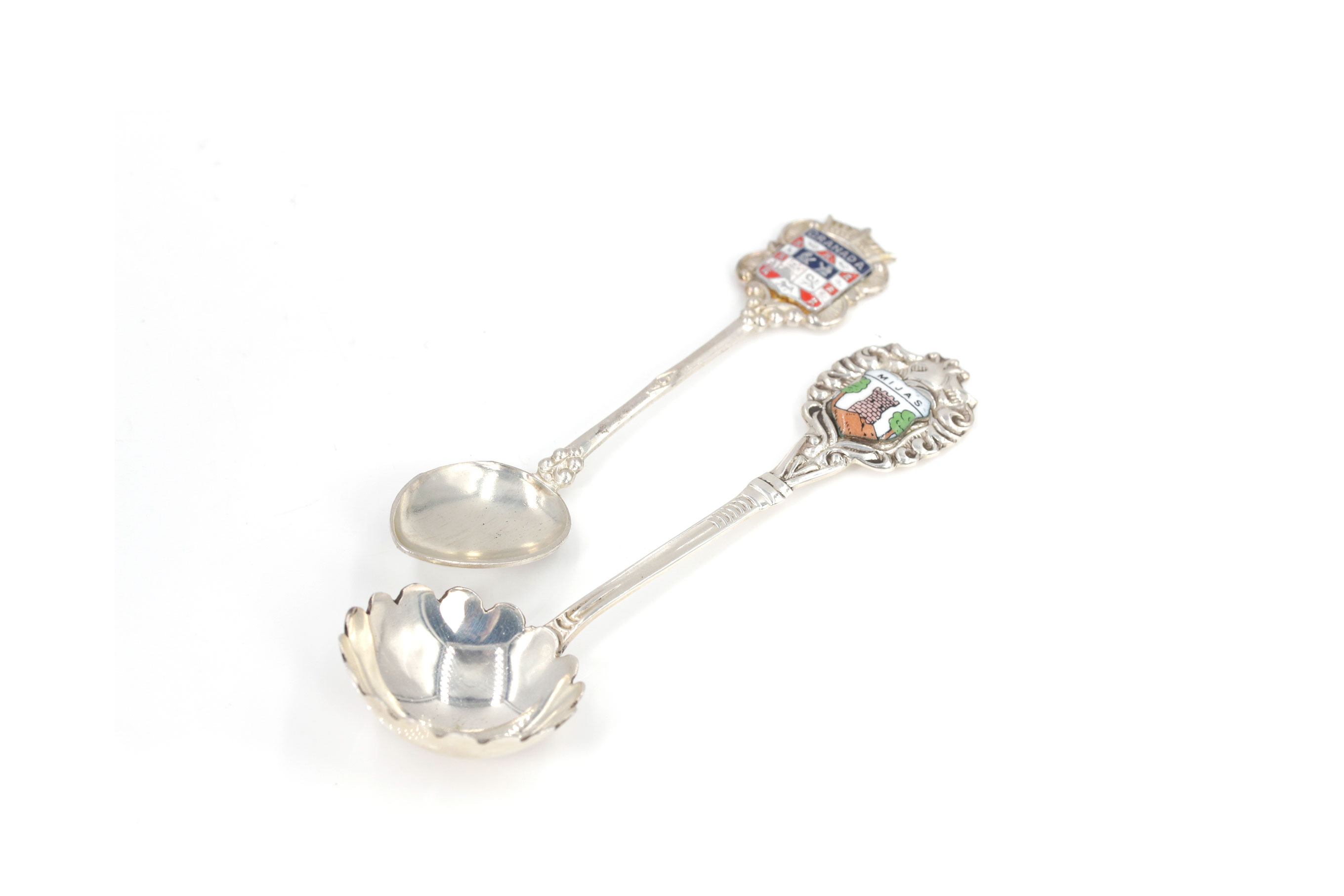 Two Sterling Silver and Enamel Collector Spoons
