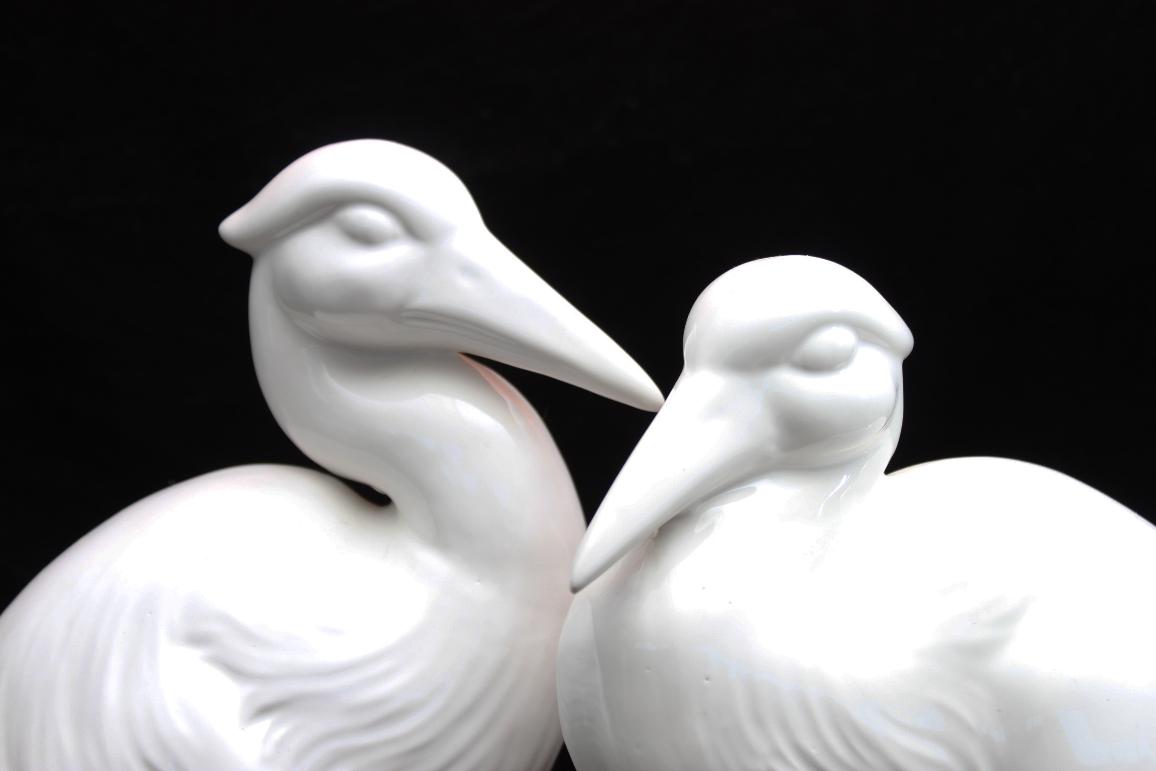 White Ceramic Heron Bird Figurines