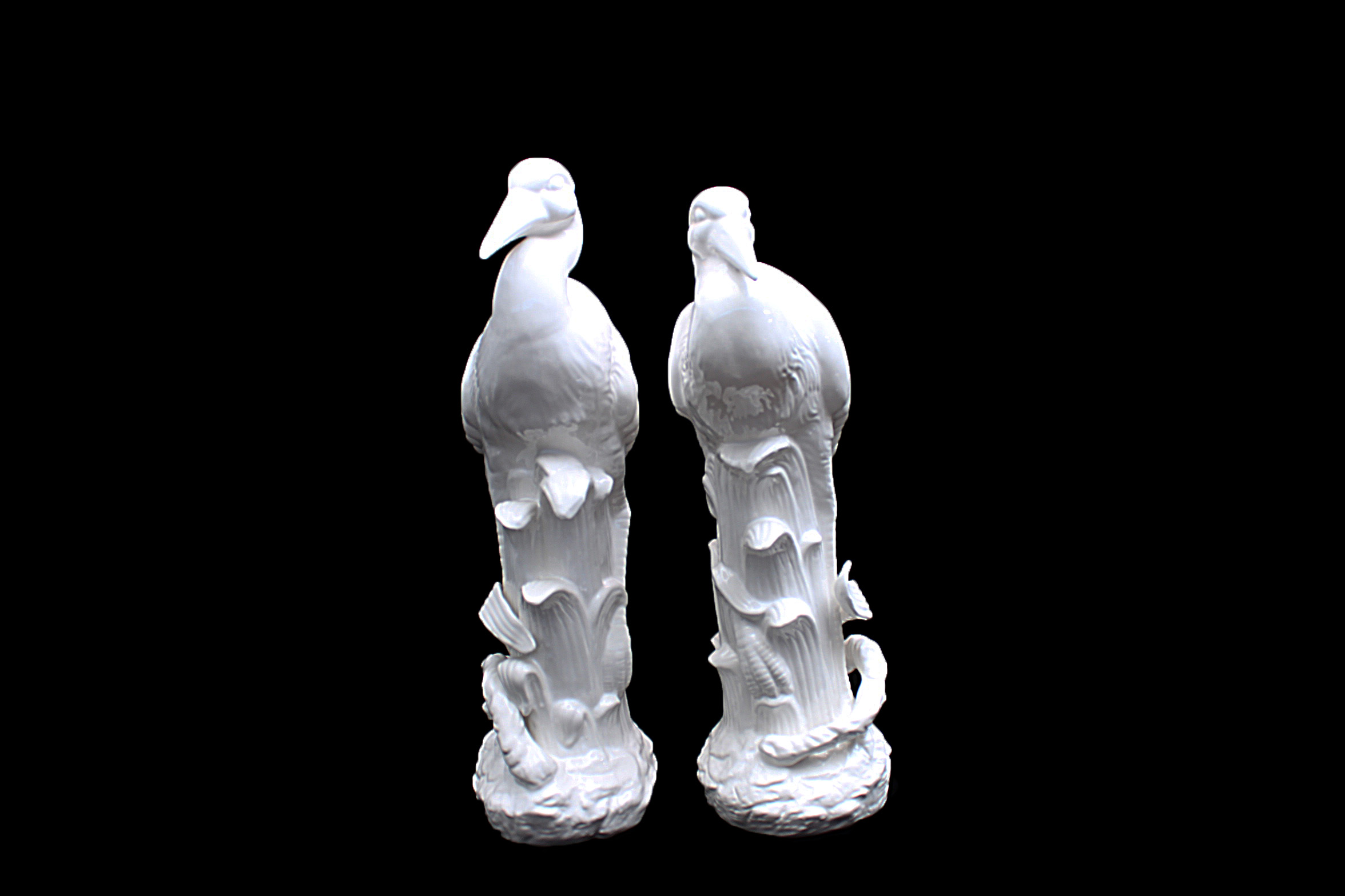 White Ceramic Heron Bird Figurines
