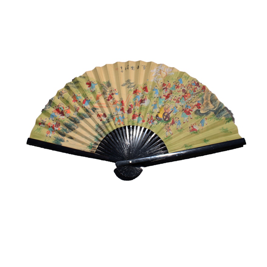 Oversized Hand-Painted Chinese Fan