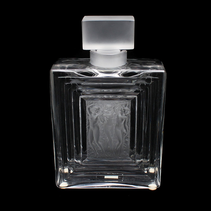 Lalique France "Duncan" Perfume Bottle With Satin Design