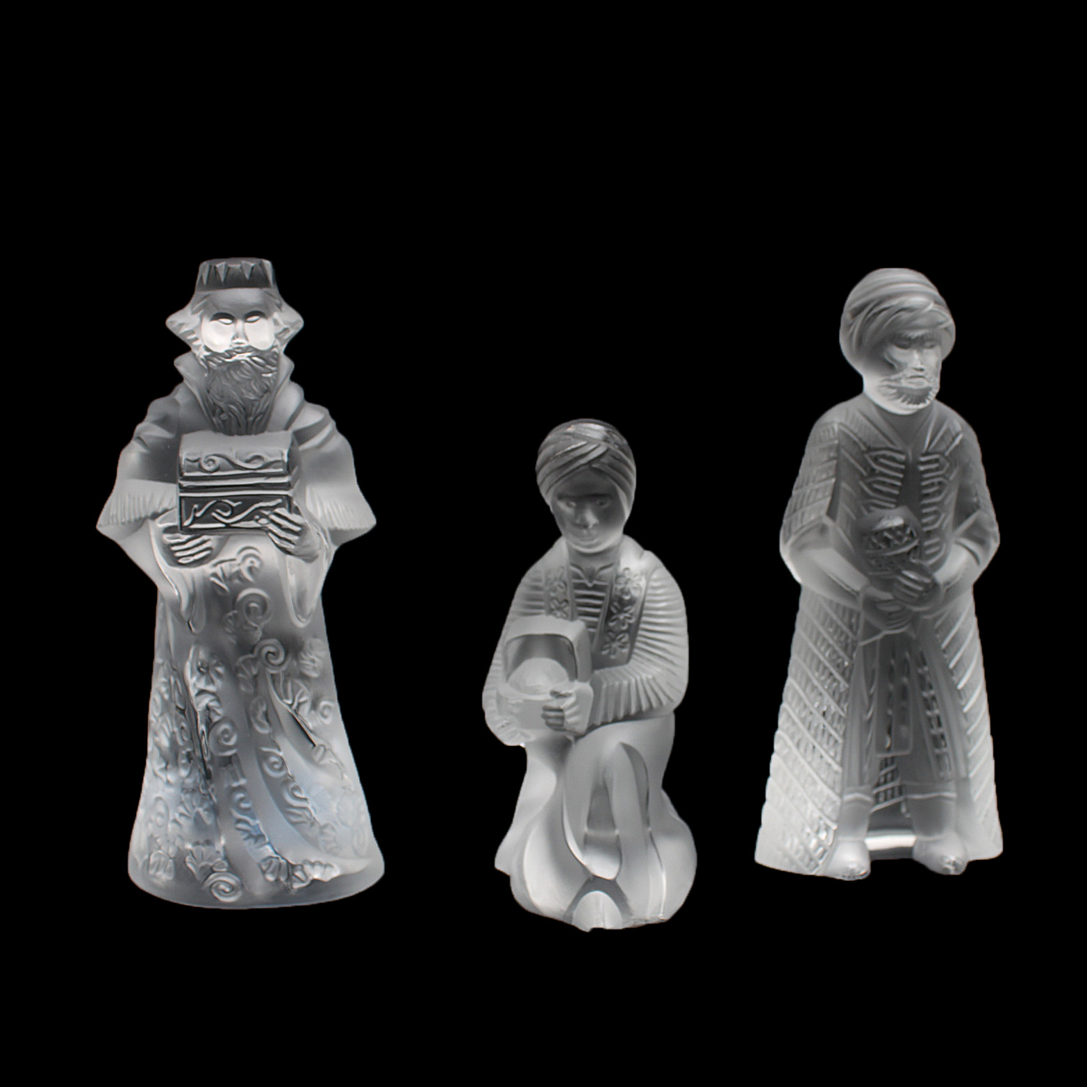 Lalique France Crystal "Three Wisemen" Figurines
