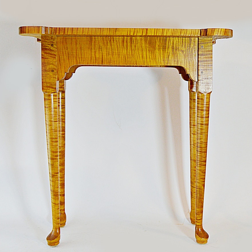 Jeremy Gibson Curly Maple Chippendale Style Side Table