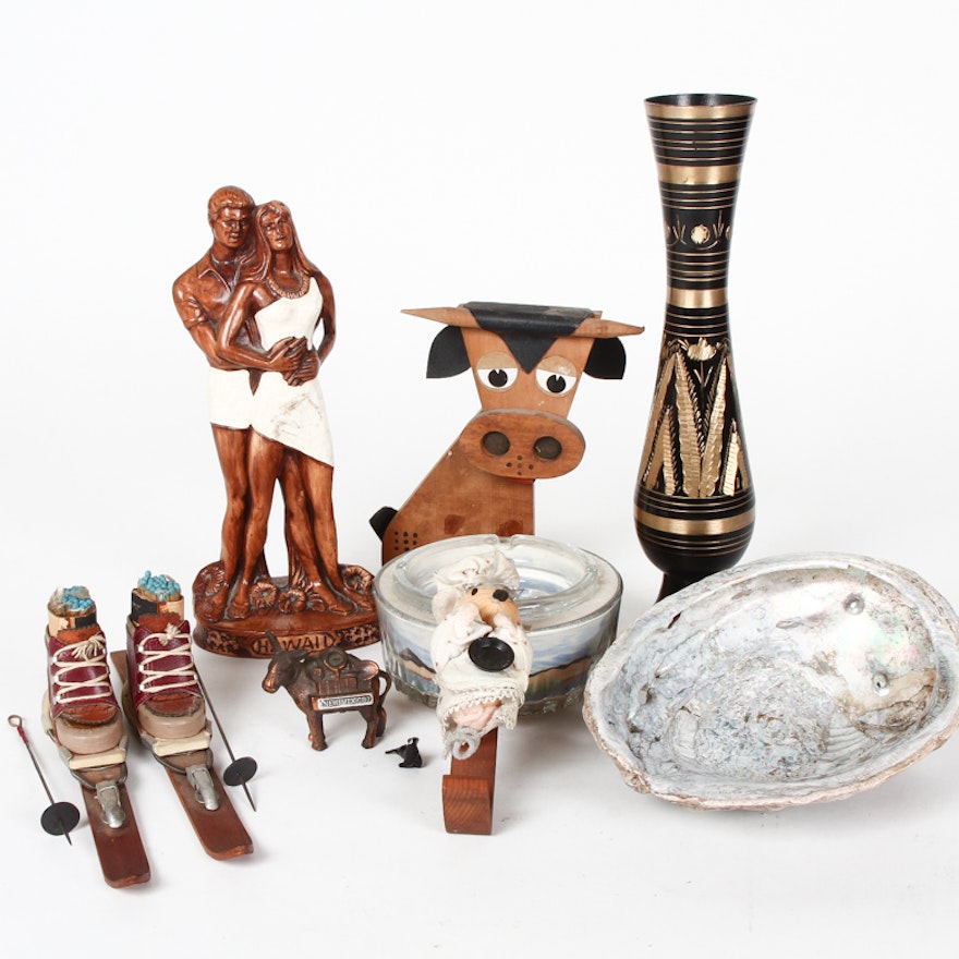 Assortment of Vintage Decorative Travel Souvenirs