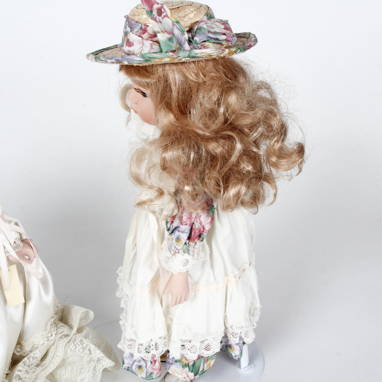 Pair of Vintage Porcelain Dolls