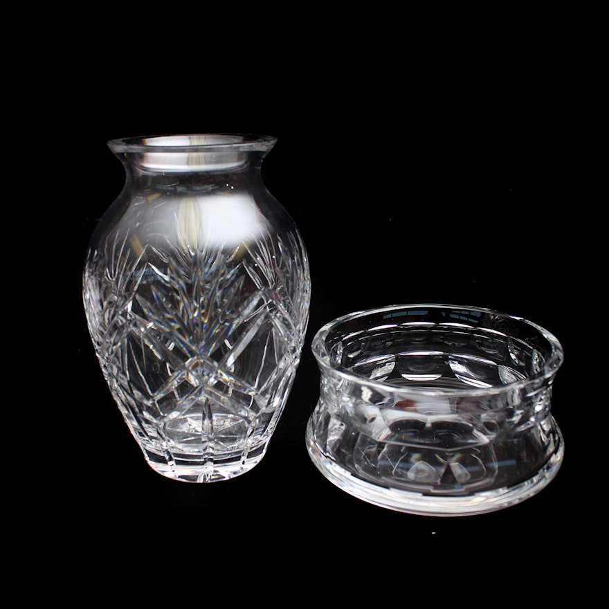 Cut Crystal Vase and Orrefors Candy Dish