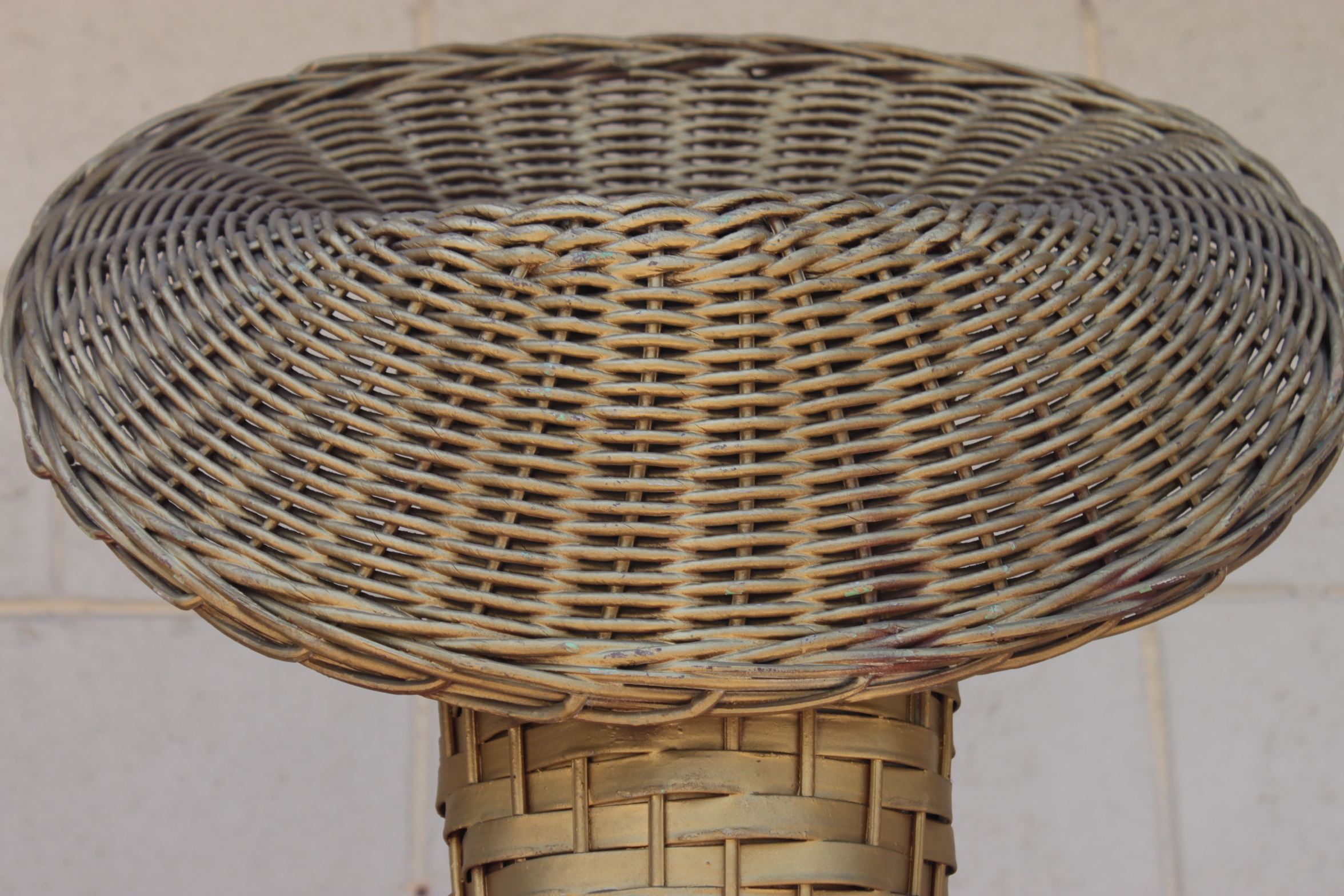 Vintage Gold Tone Wicker Fern Stands