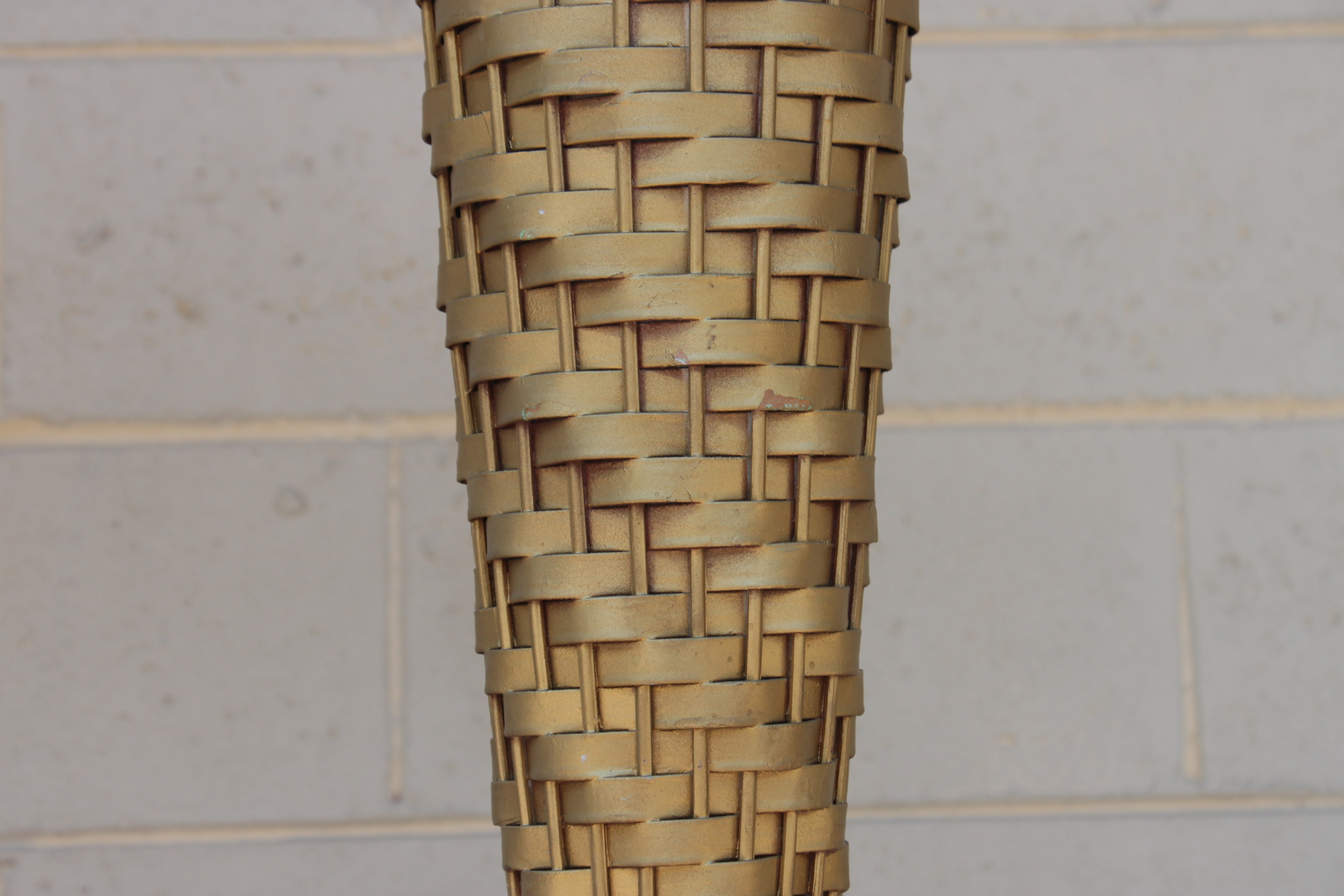 Vintage Gold Tone Wicker Fern Stands