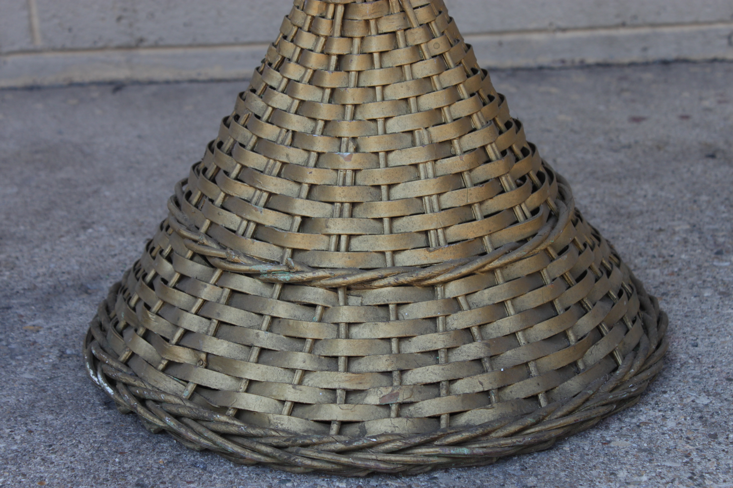 Vintage Gold Tone Wicker Fern Stands