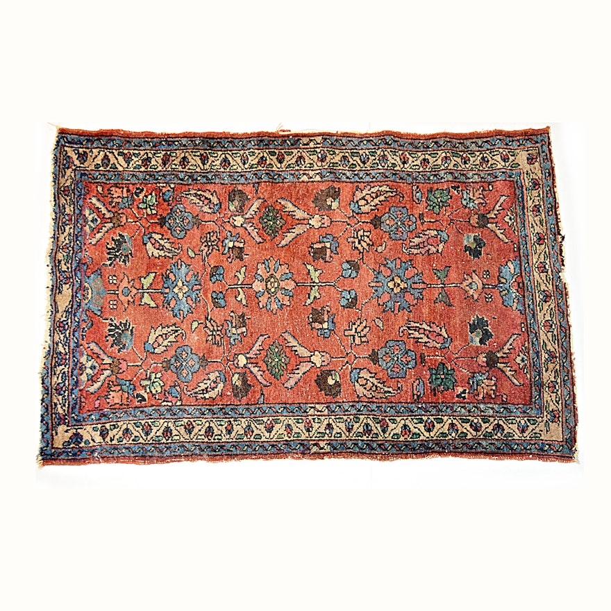 Semi-Antique Hamadan Hand Knotted Accent Rug