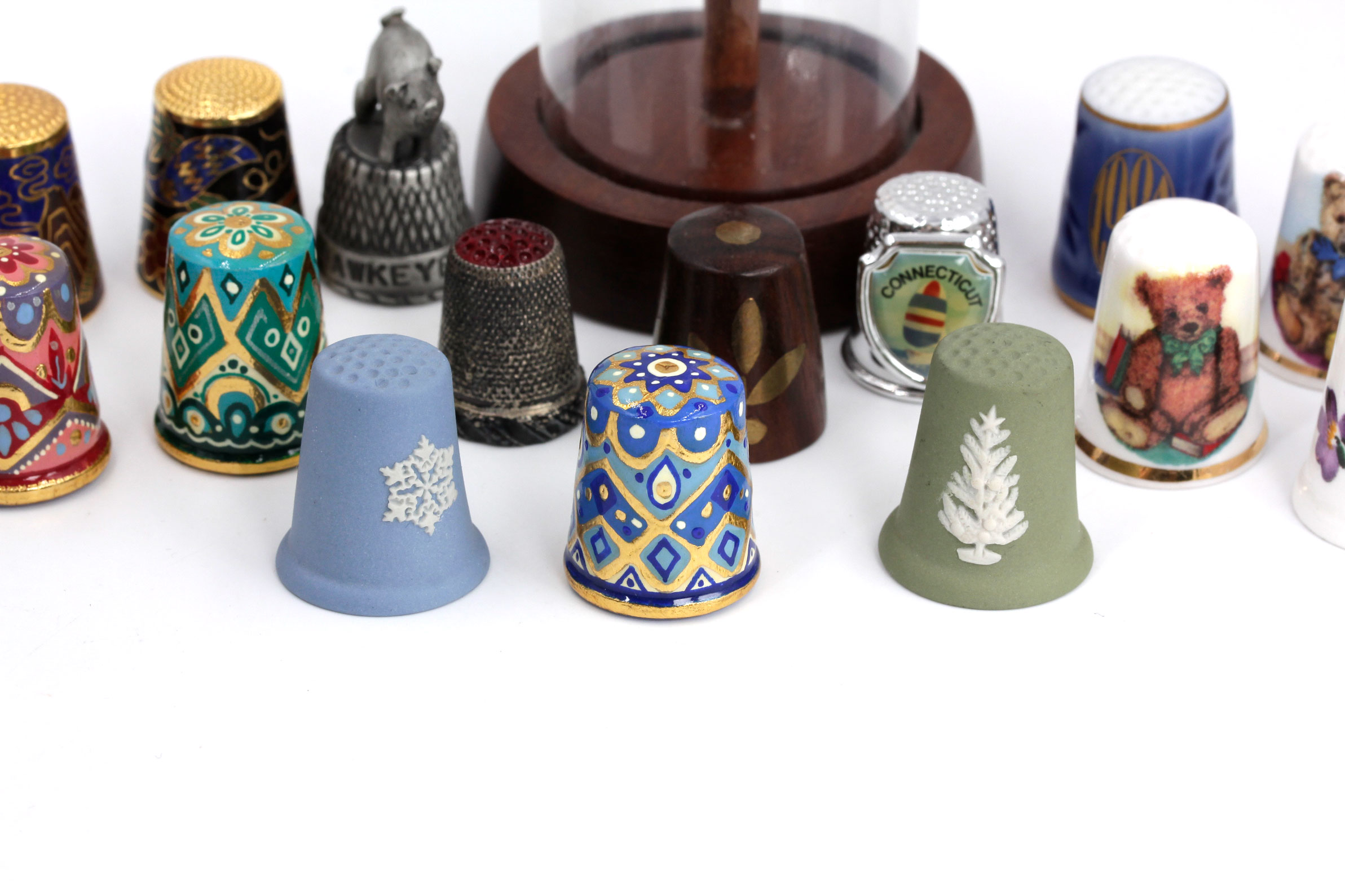 Collection of Vintage Thimbles Wedgwood, Belleek, and Limoges