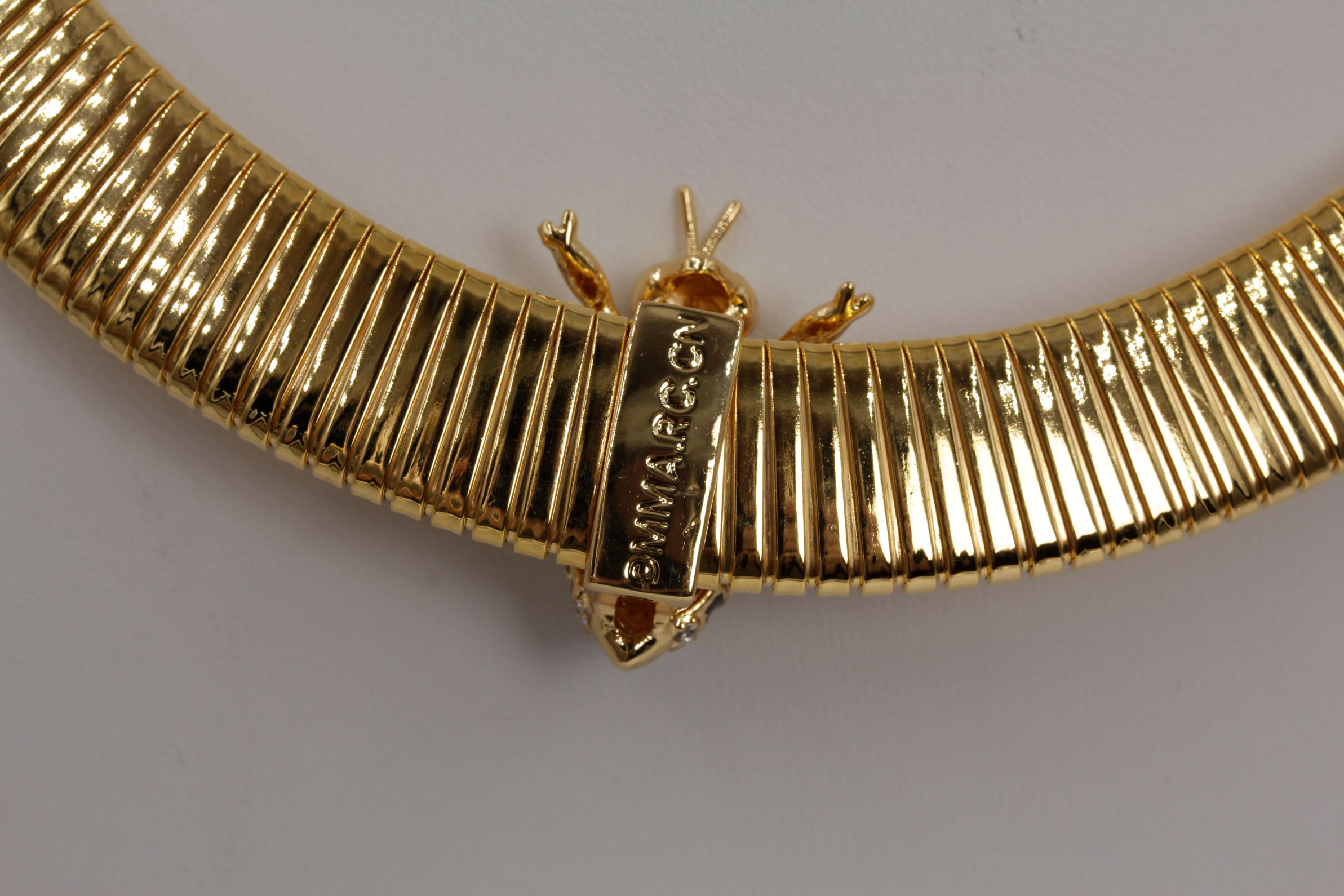 18K Gold Overlay Russian Imperial Slider Necklace with Bee Pendant and Earrings