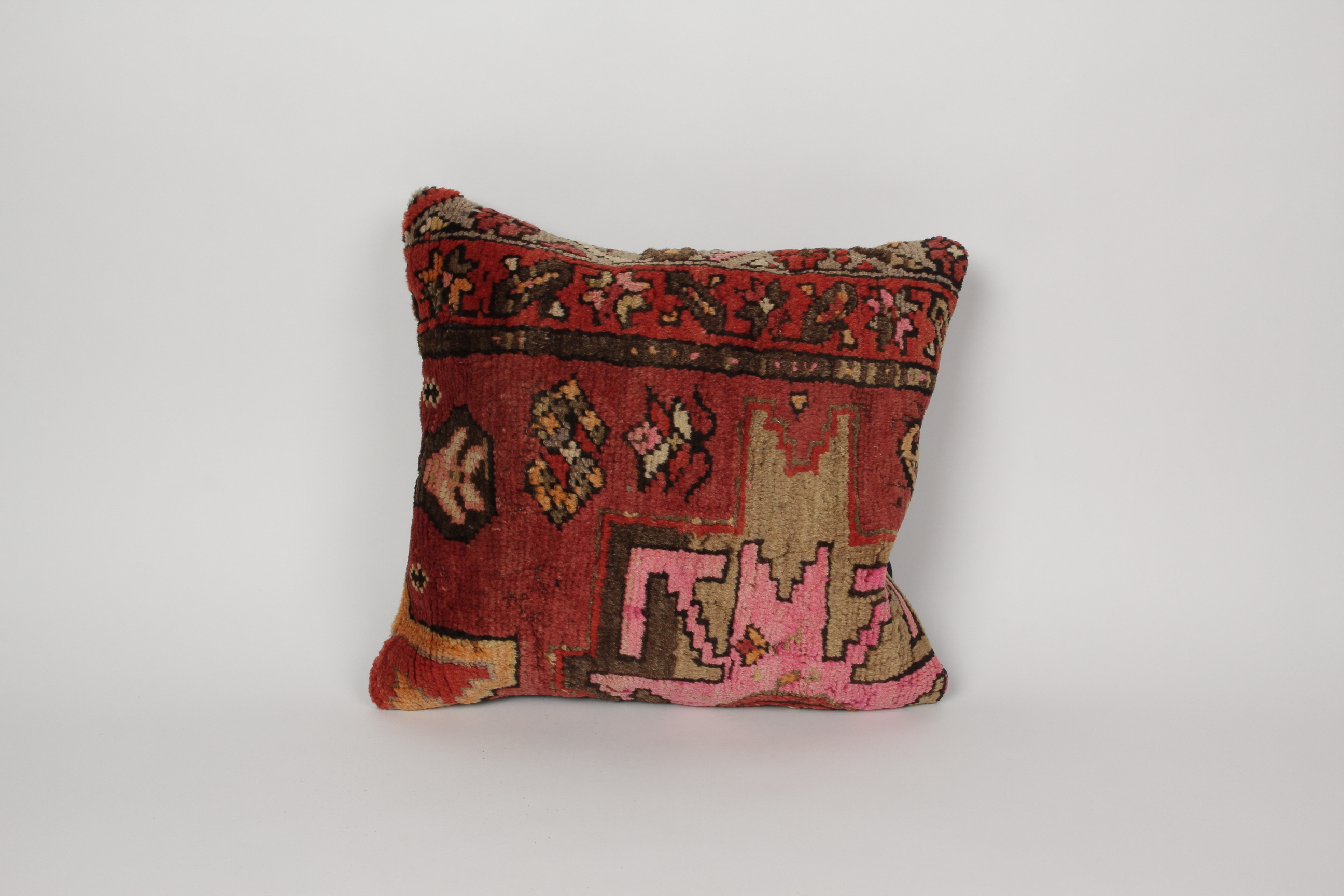 Hand-Knotted Lesghi Carpet Throw Pillow