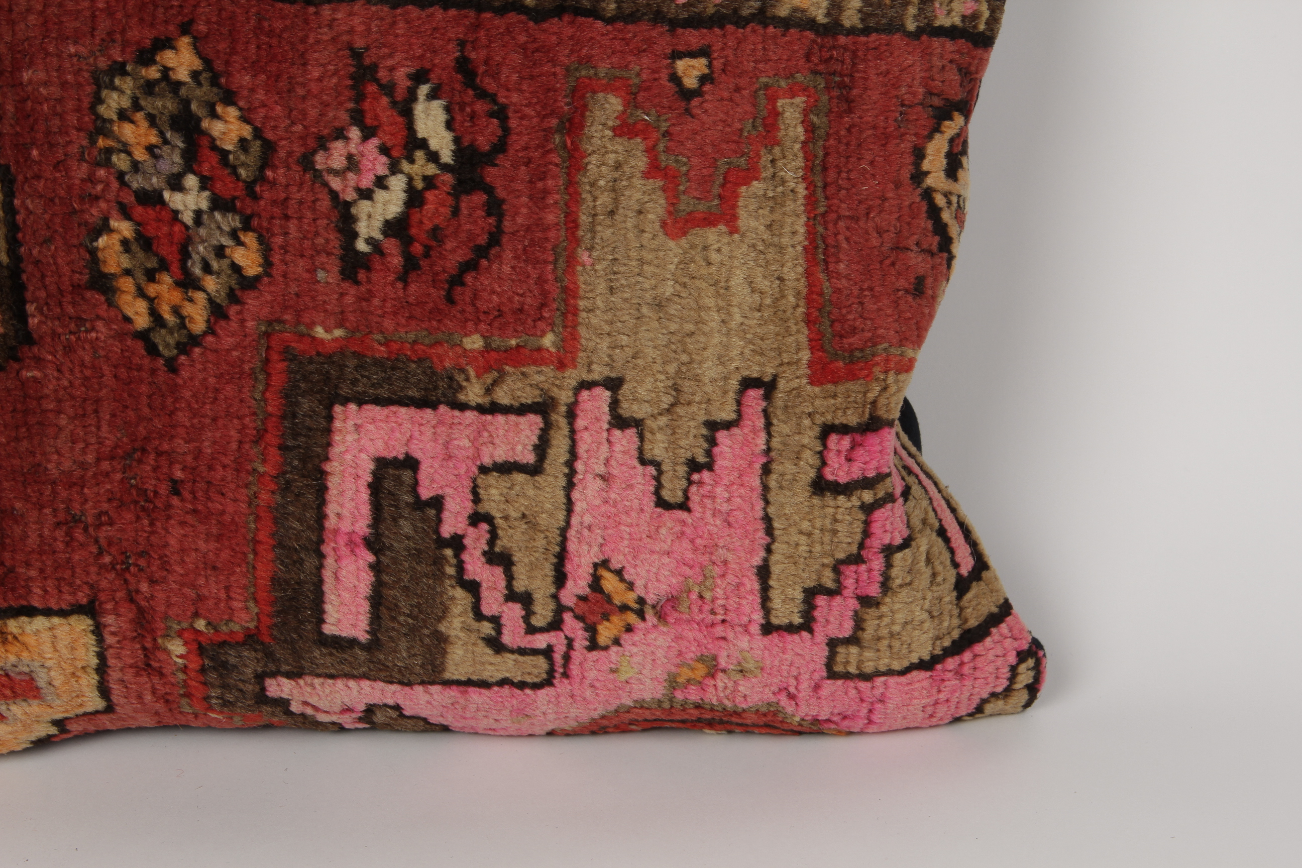 Hand-Knotted Lesghi Carpet Throw Pillow