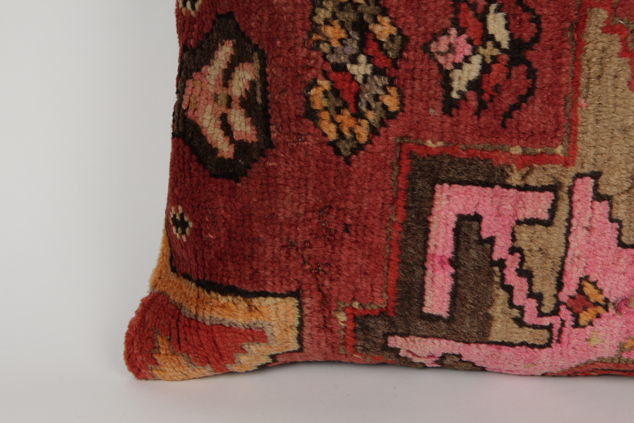 Hand-Knotted Lesghi Carpet Throw Pillow
