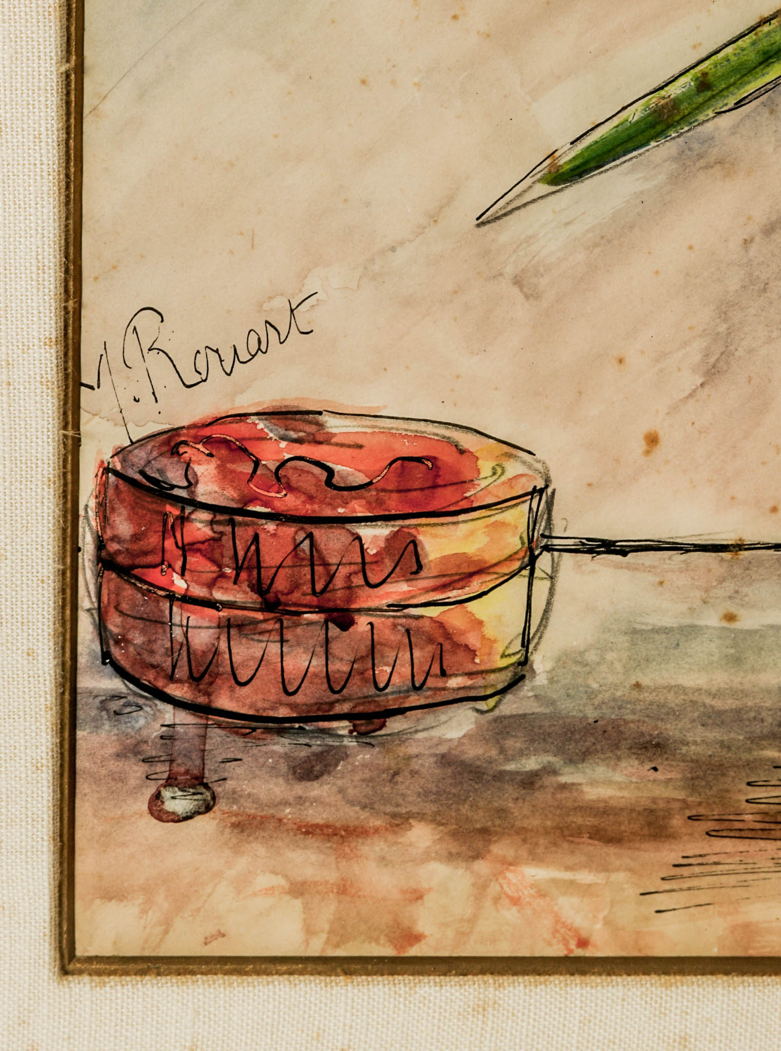 1964 Madeleine Rouart Watercolor and Ink on Paper