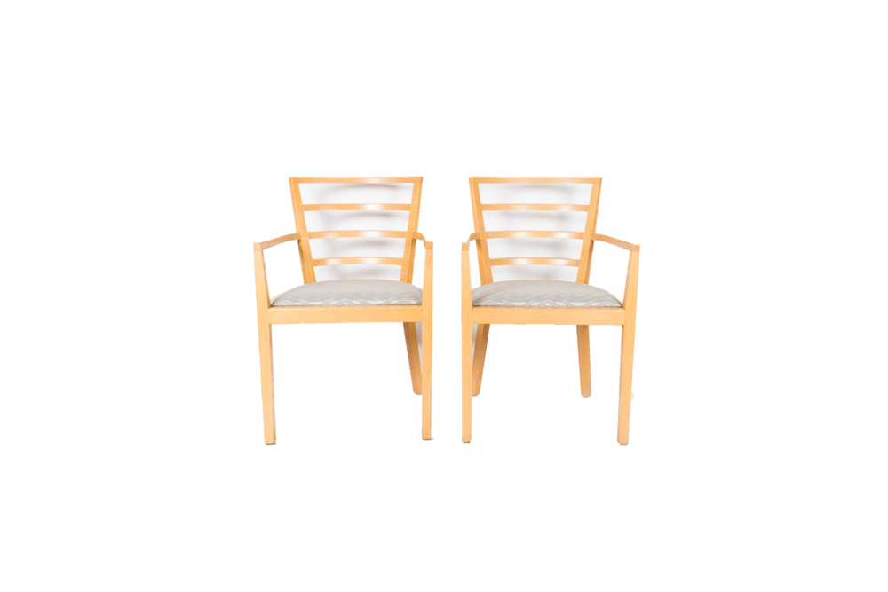 Pair of Modern Dining Chairs with Upholstered Seats