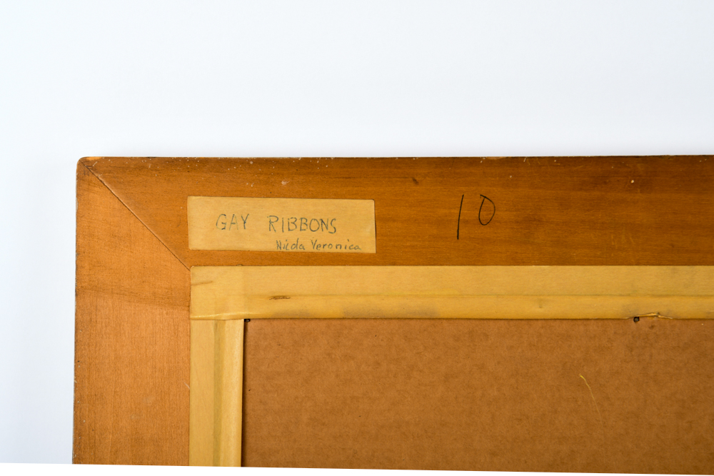 Vintage Framed Oil Painting Portrait of Gay Ribbons by Nicola Veronica