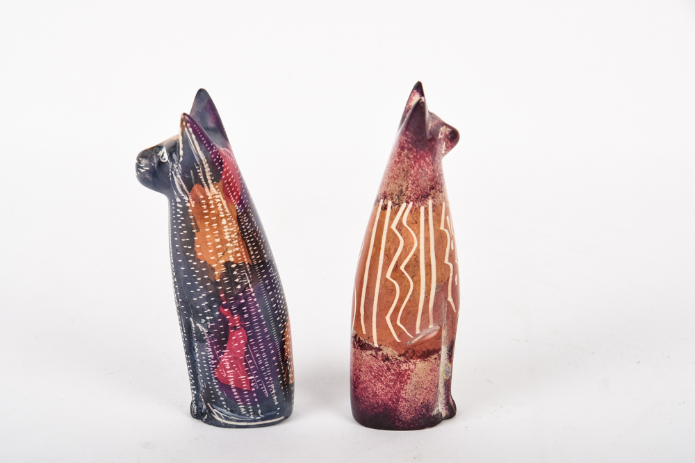 Stone Carved Kenyan Cat Figurines