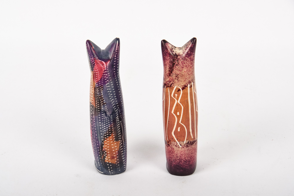 Stone Carved Kenyan Cat Figurines
