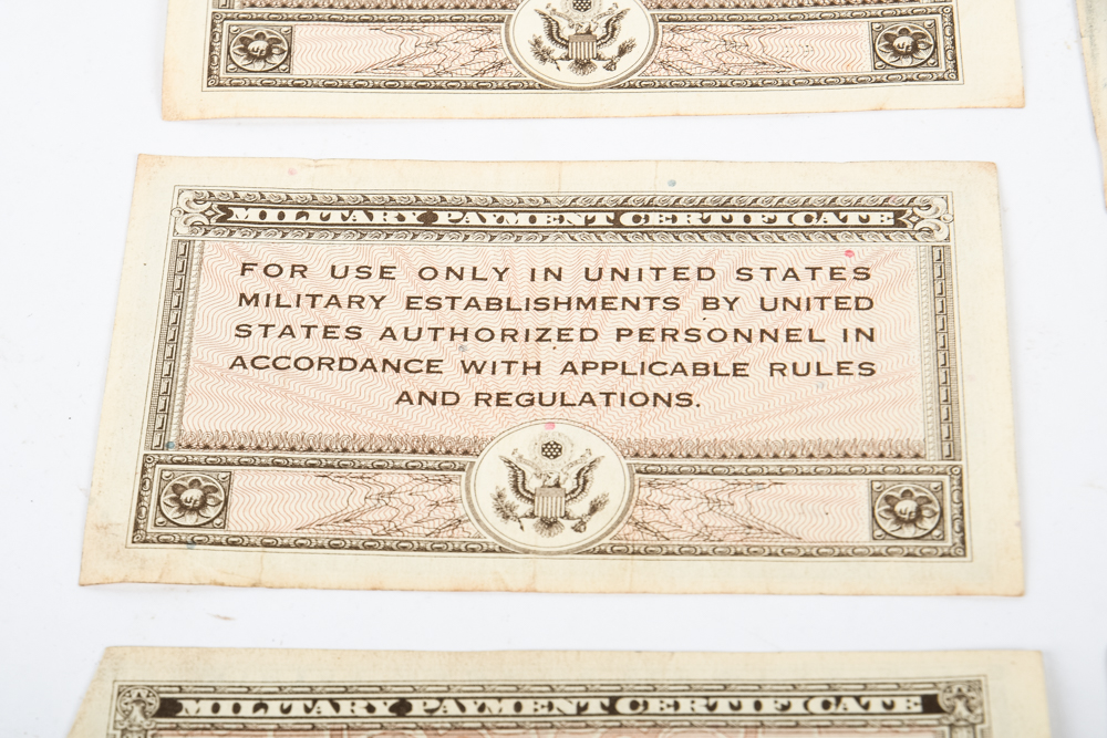 Collection of Vintage World War II US Military Currency