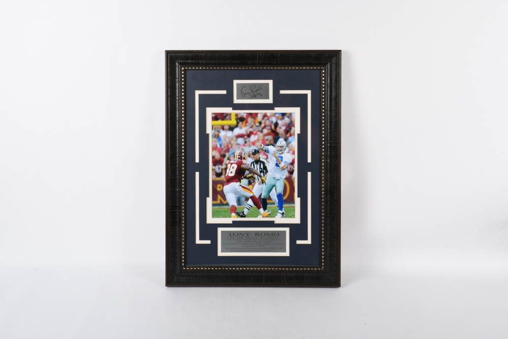 Framed Tony Romo 2002 Walter Payton Award  Photograph