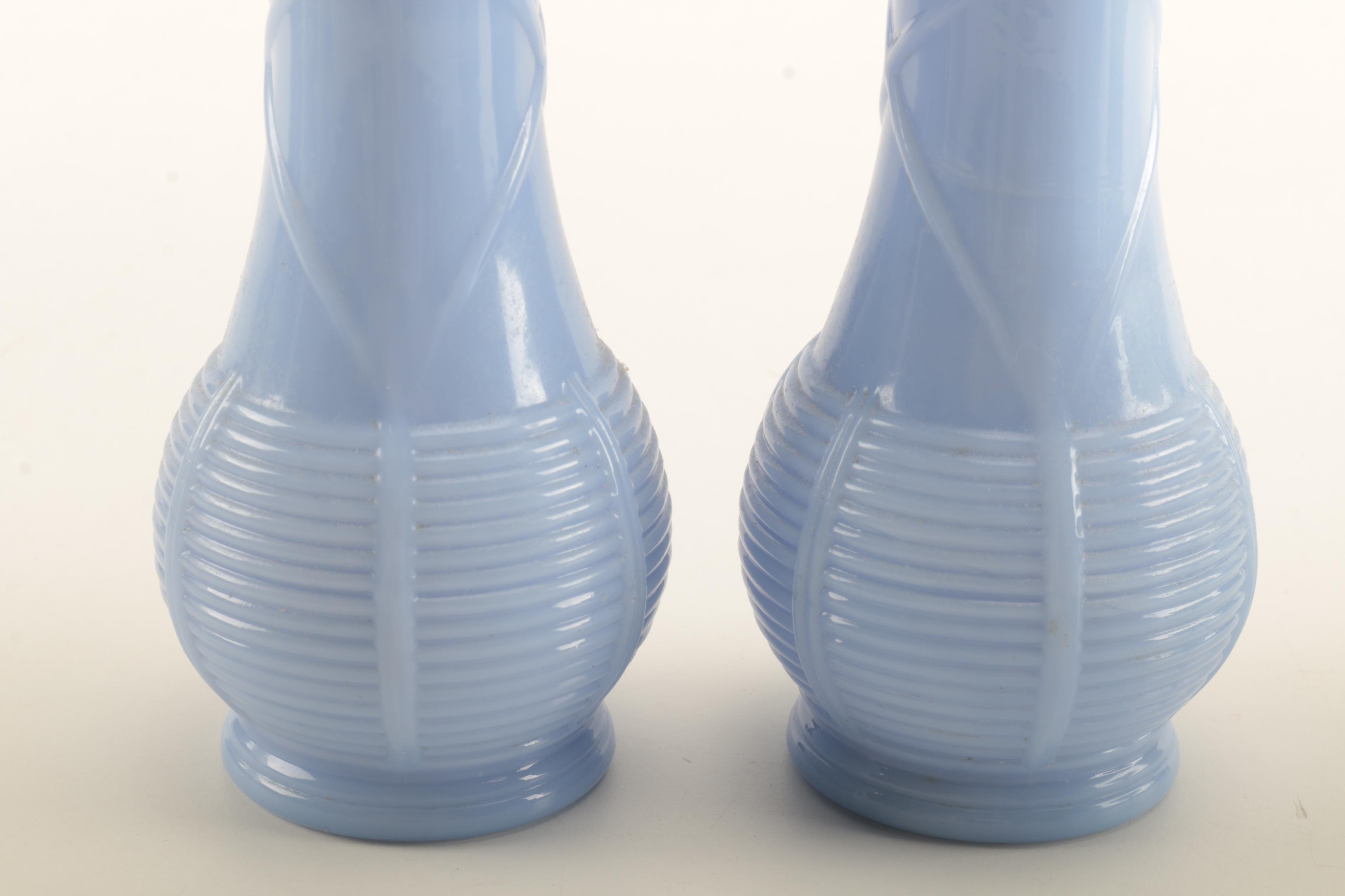 Vintage Glass Condiment Containers including Jadeite and Delphite