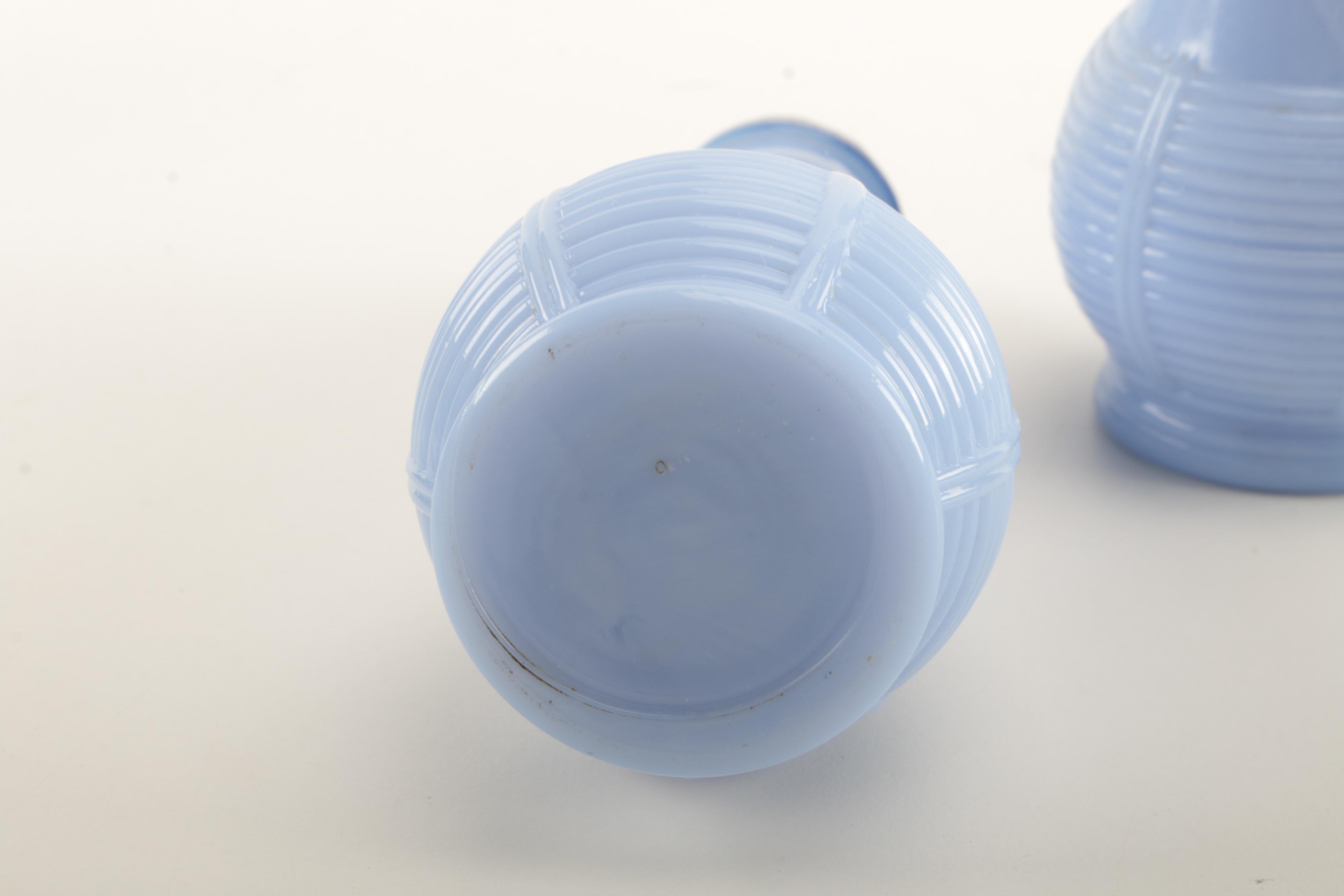 Vintage Glass Condiment Containers including Jadeite and Delphite