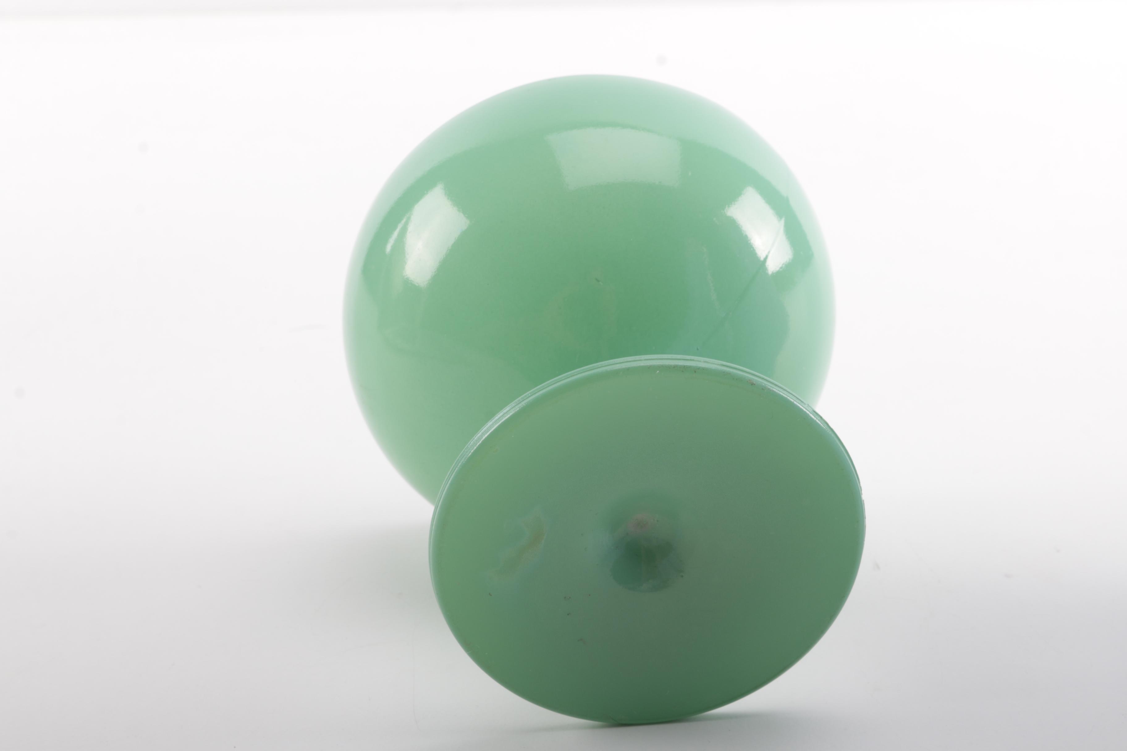 Vintage Glass Condiment Containers including Jadeite and Delphite