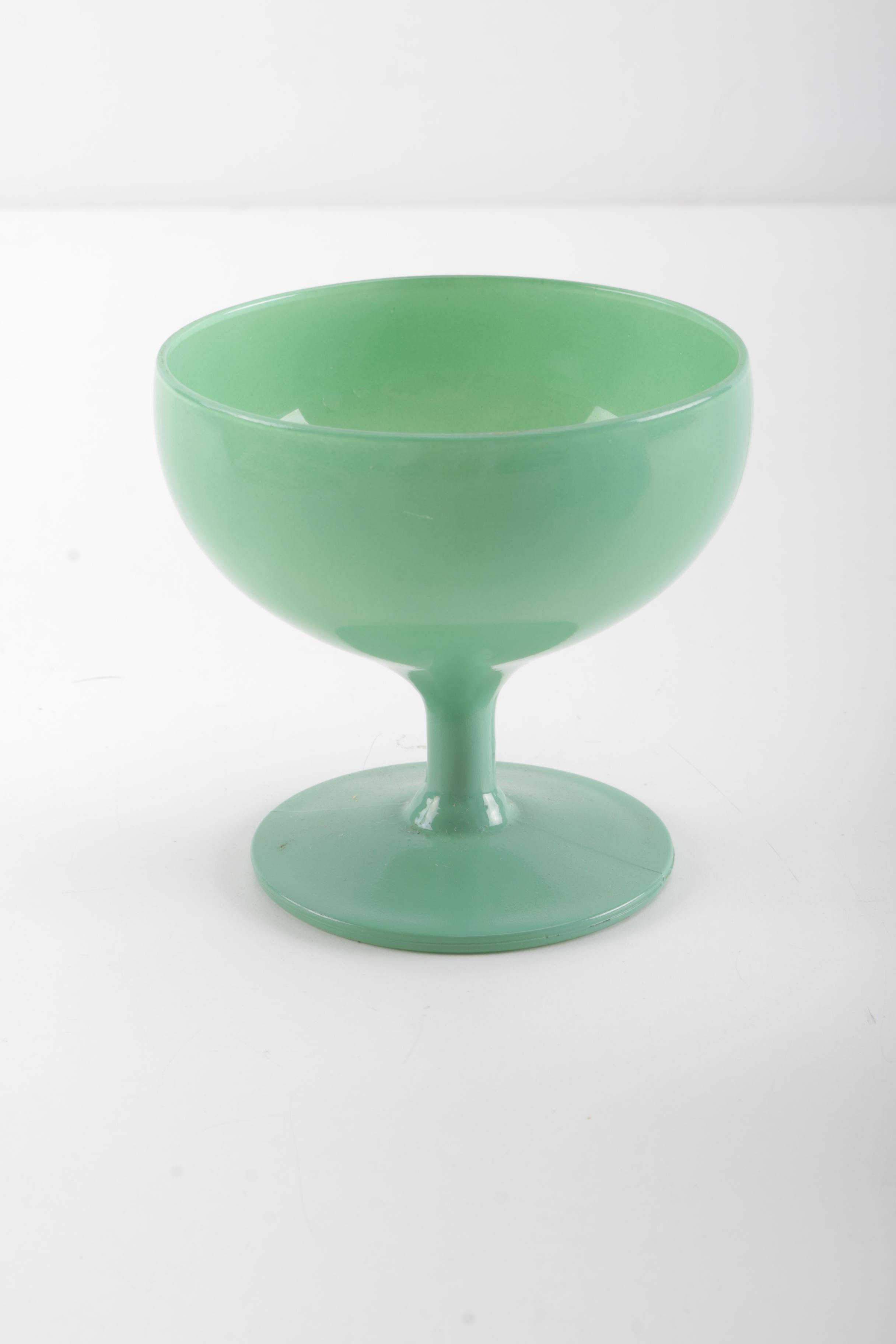 Vintage Glass Condiment Containers including Jadeite and Delphite