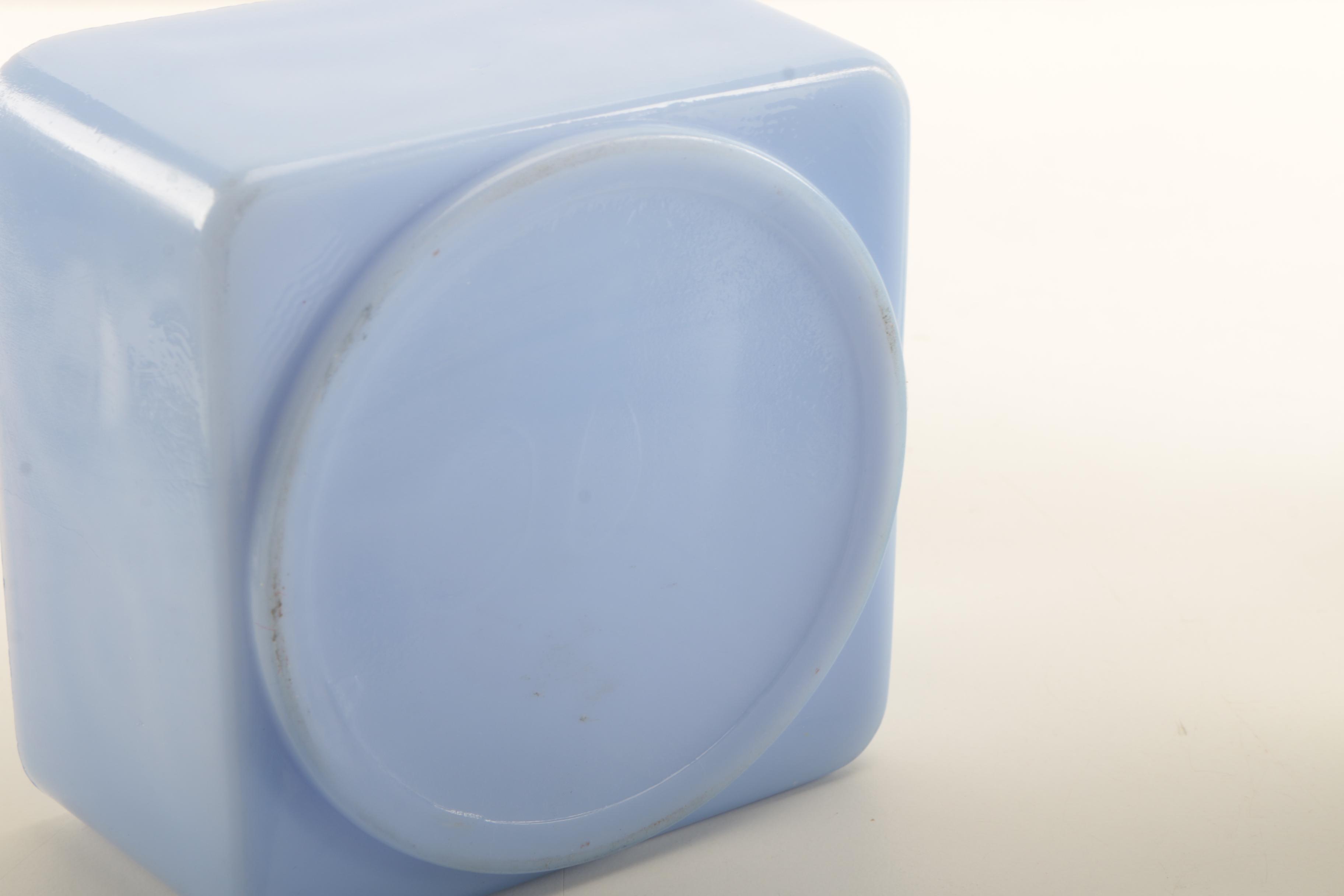 Vintage Glass Condiment Containers including Jadeite and Delphite