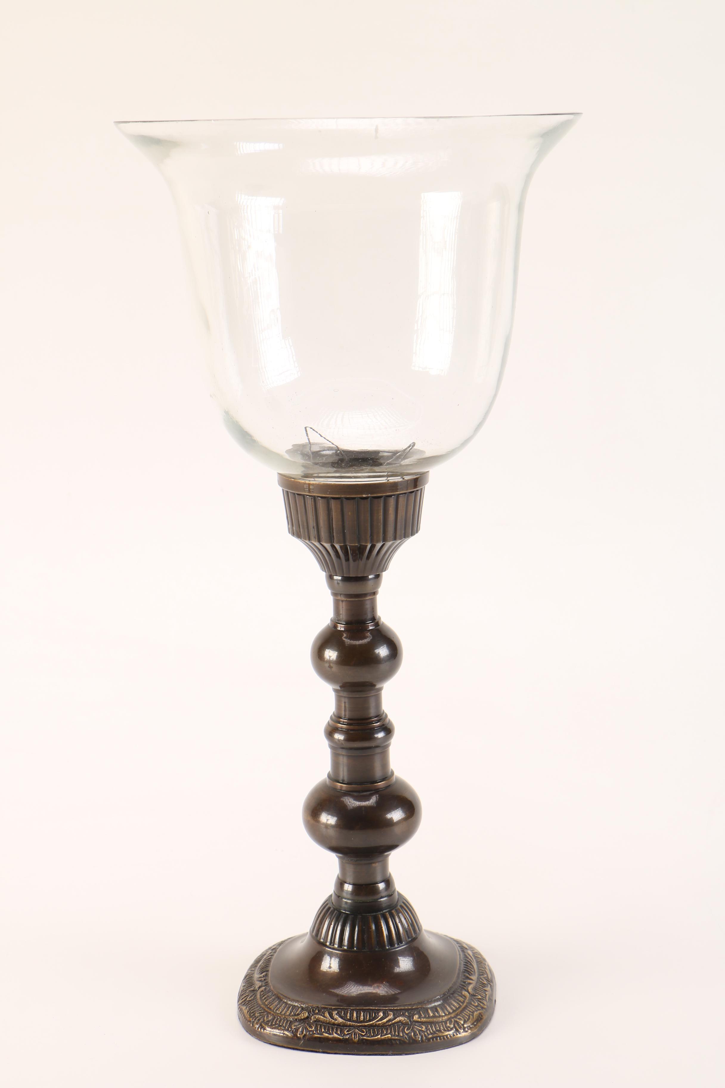 Group of Candleholders With Glass Shades