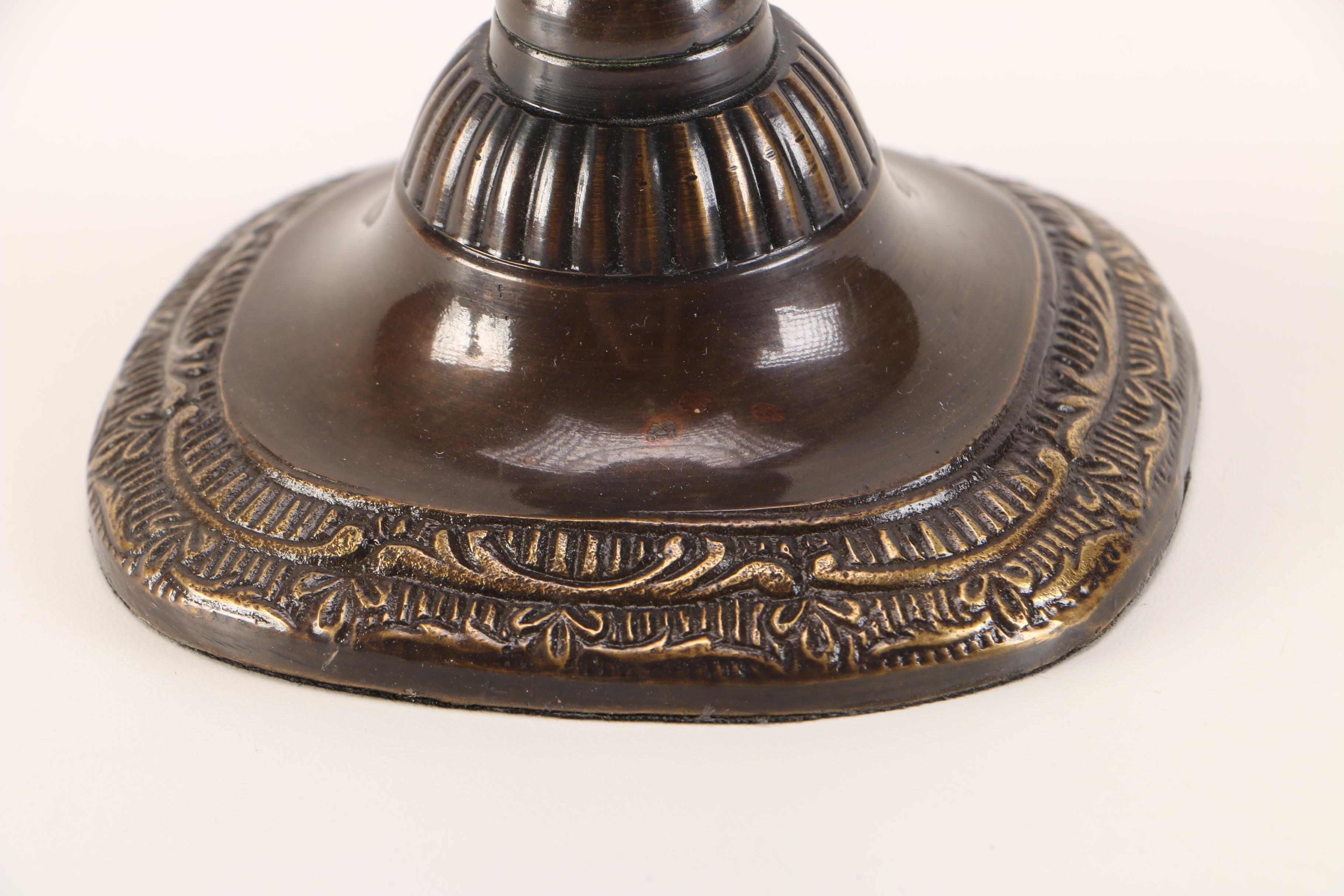 Group of Candleholders With Glass Shades