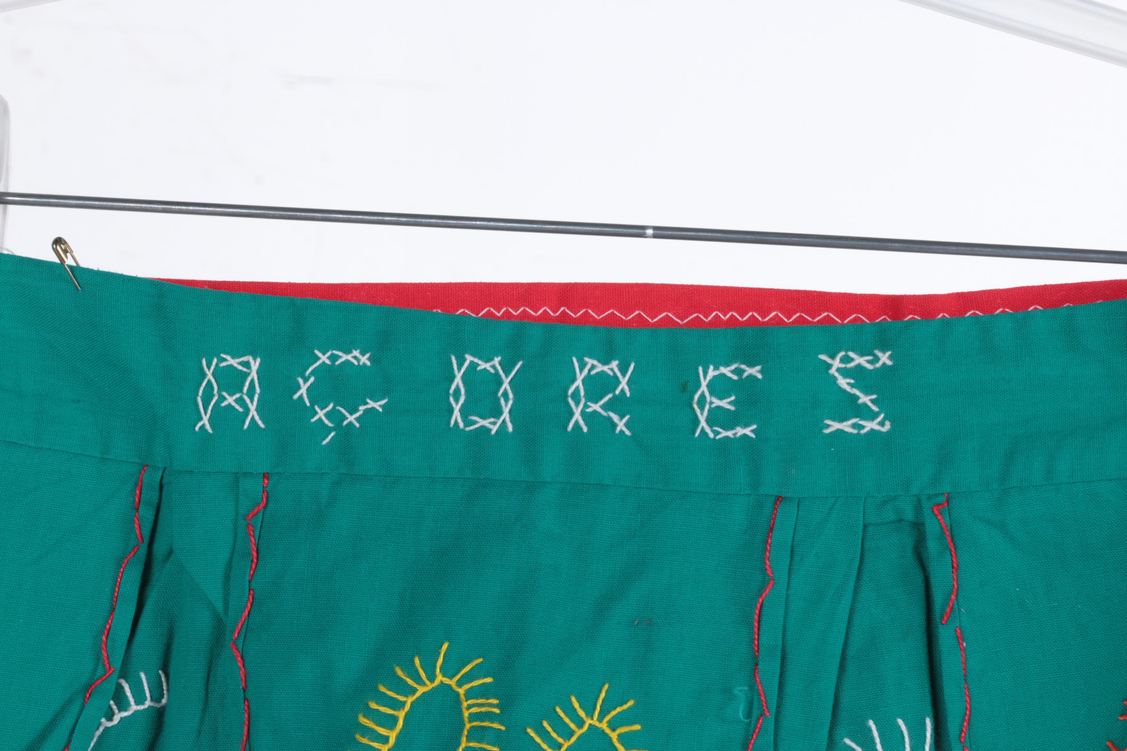 Red and Teal Vintage Embroidered Aprons