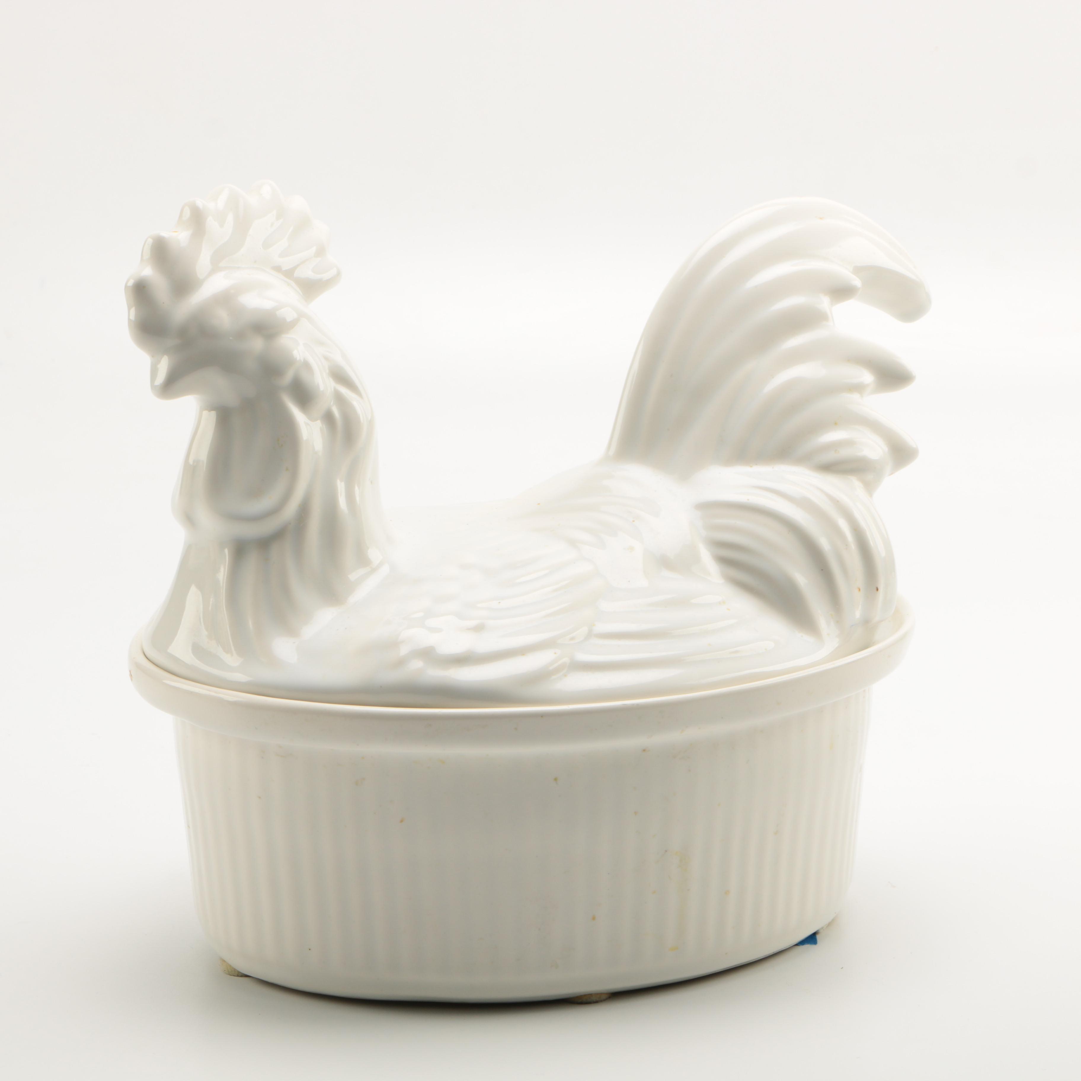 Portuguese Hen on Nest and Gurggle Jugs