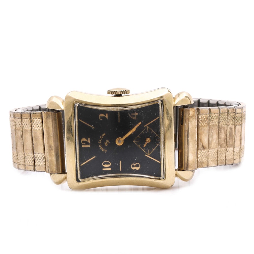 Lord Elgin 14K Yellow Gold Filled Art Deco Style Wristwatch