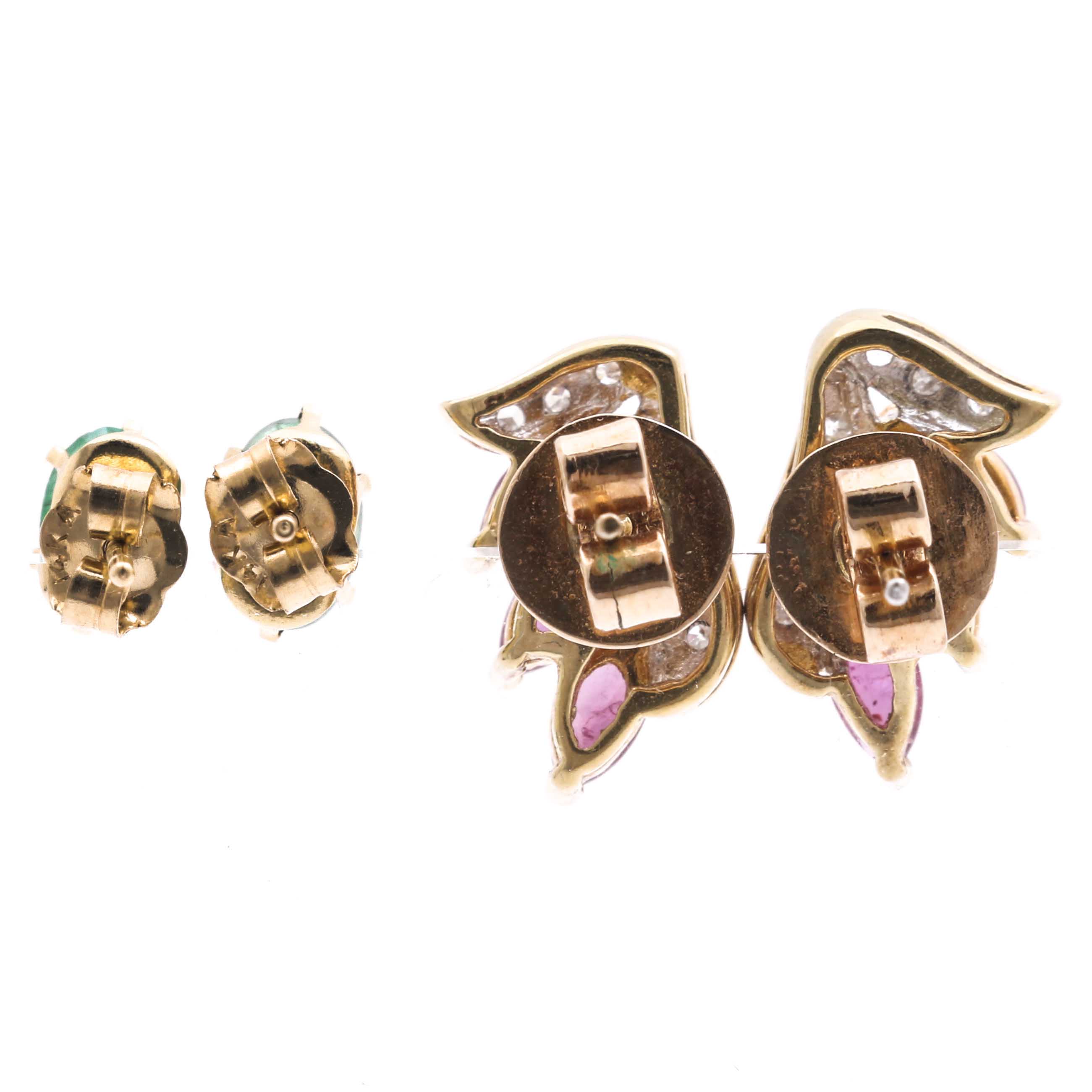 14K Yellow Gold Gemstone Earrings